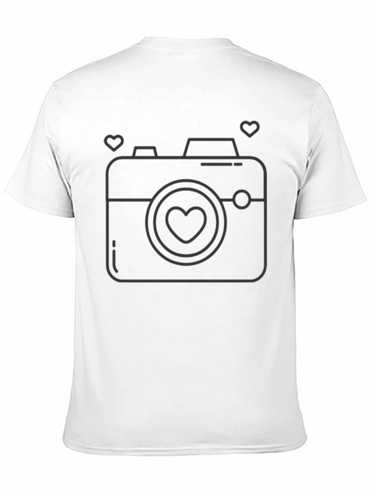 Heart Camera Graphic Tee - Stylish Black T-Shirt