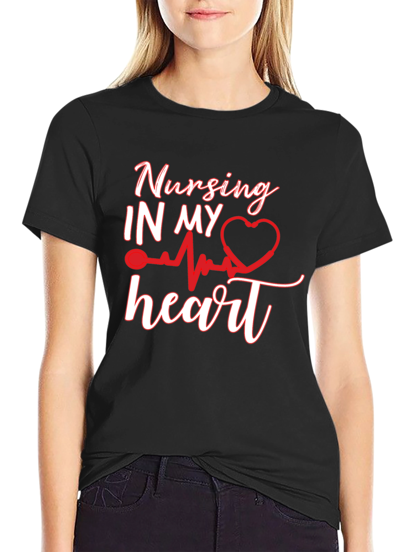 Nursing In My Heart Black T-Shirt
