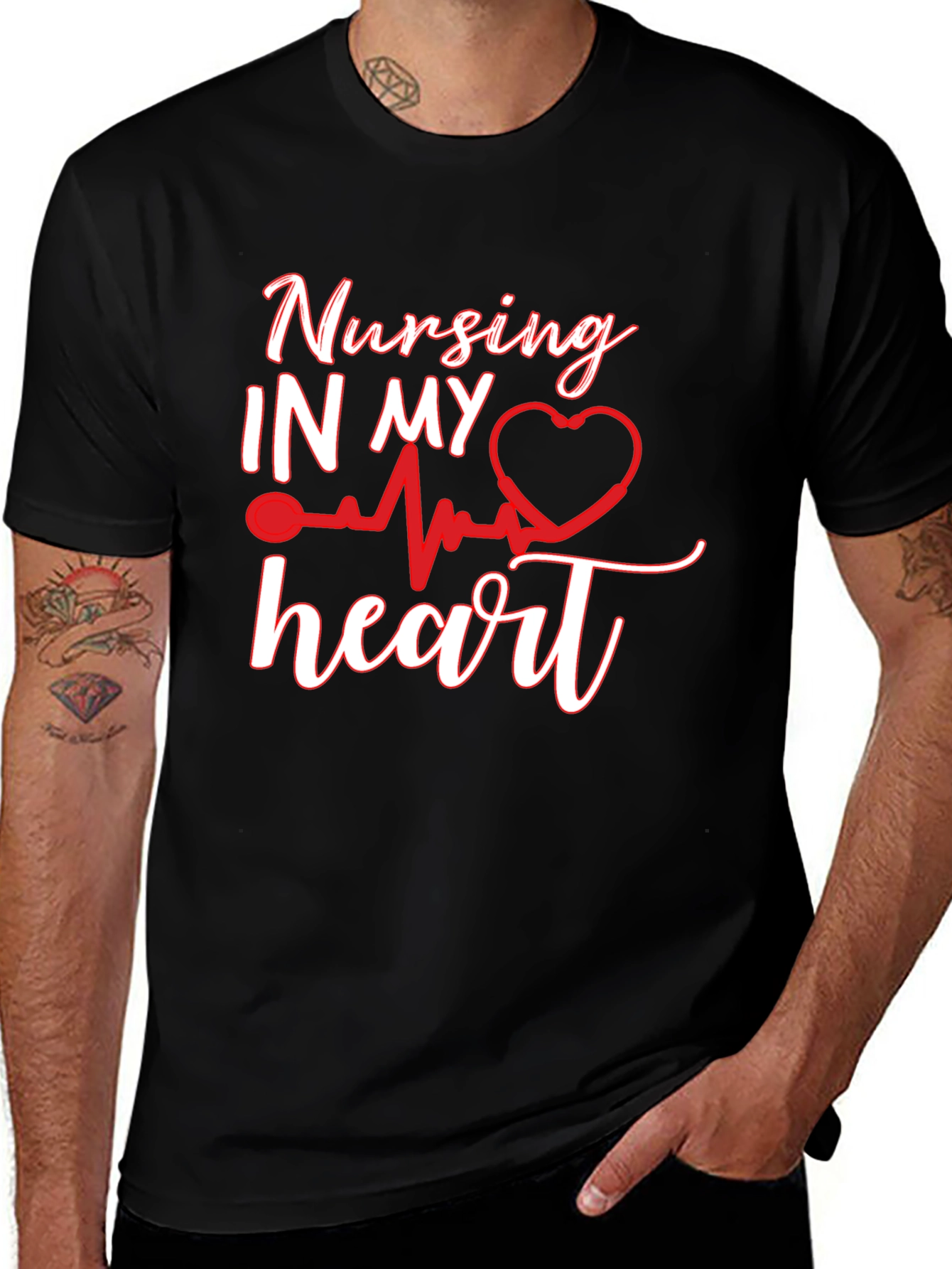 Nursing In My Heart Black T-Shirt