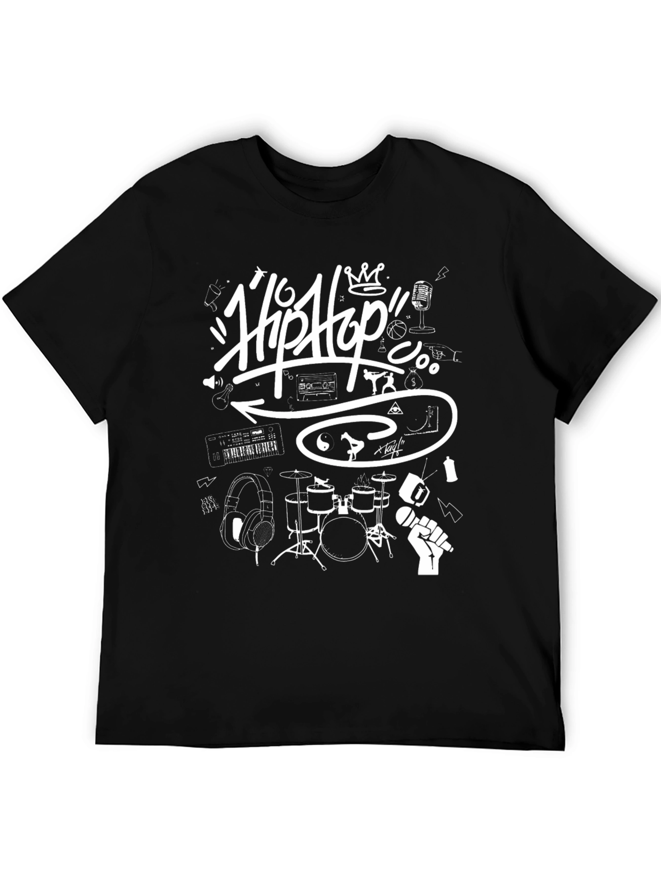 Hip Hop Graphic T-Shirt - Black