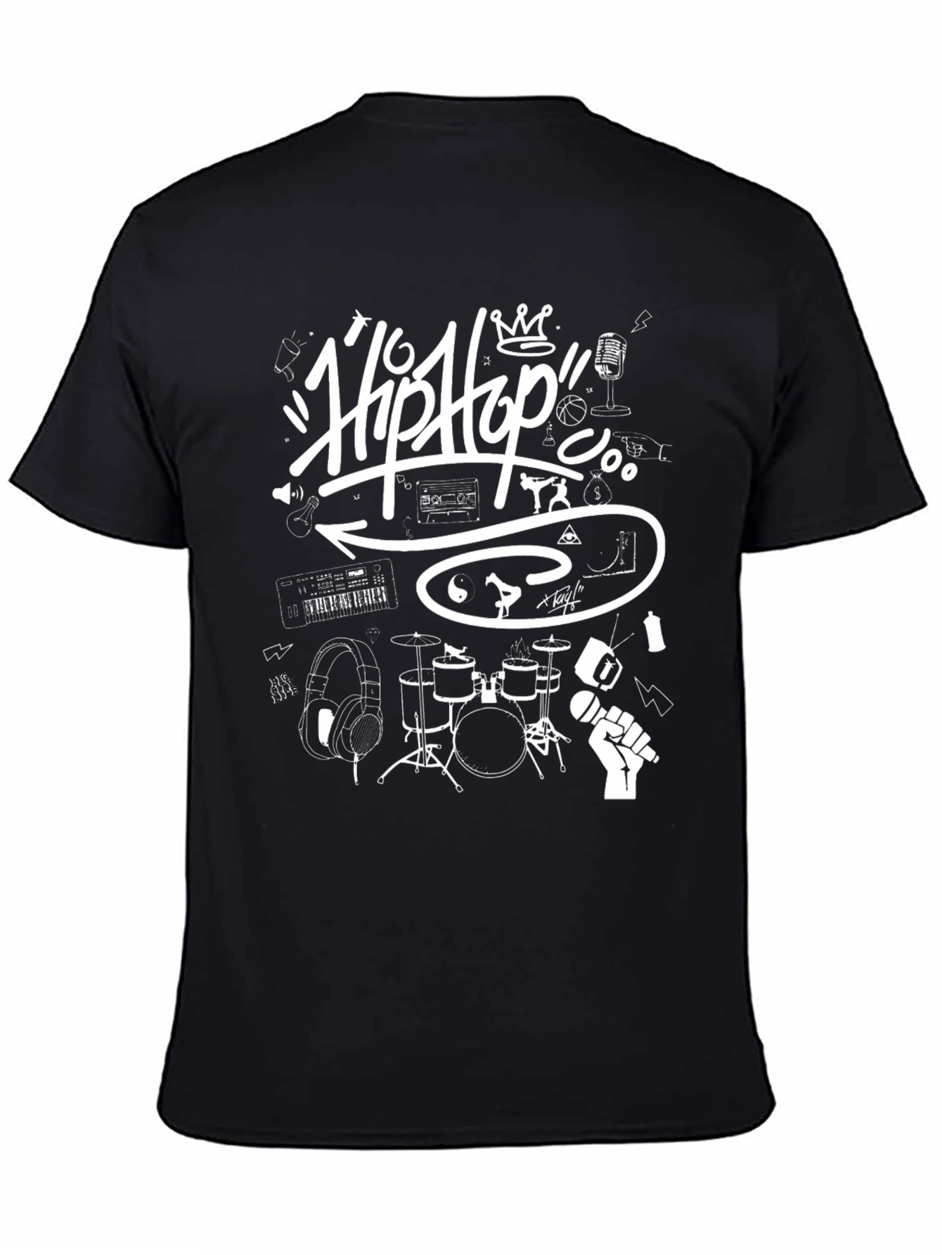 Hip Hop Graphic T-Shirt - Black