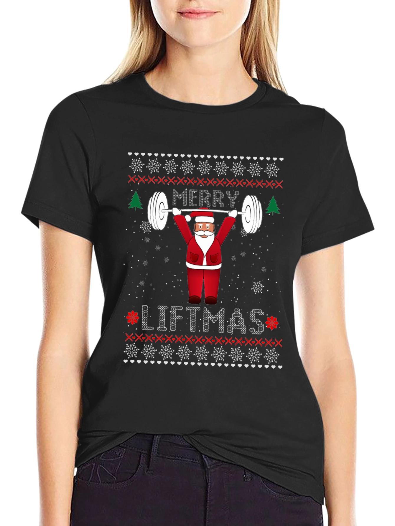 Merry Liftmas Weightlifting Santa T-Shirt