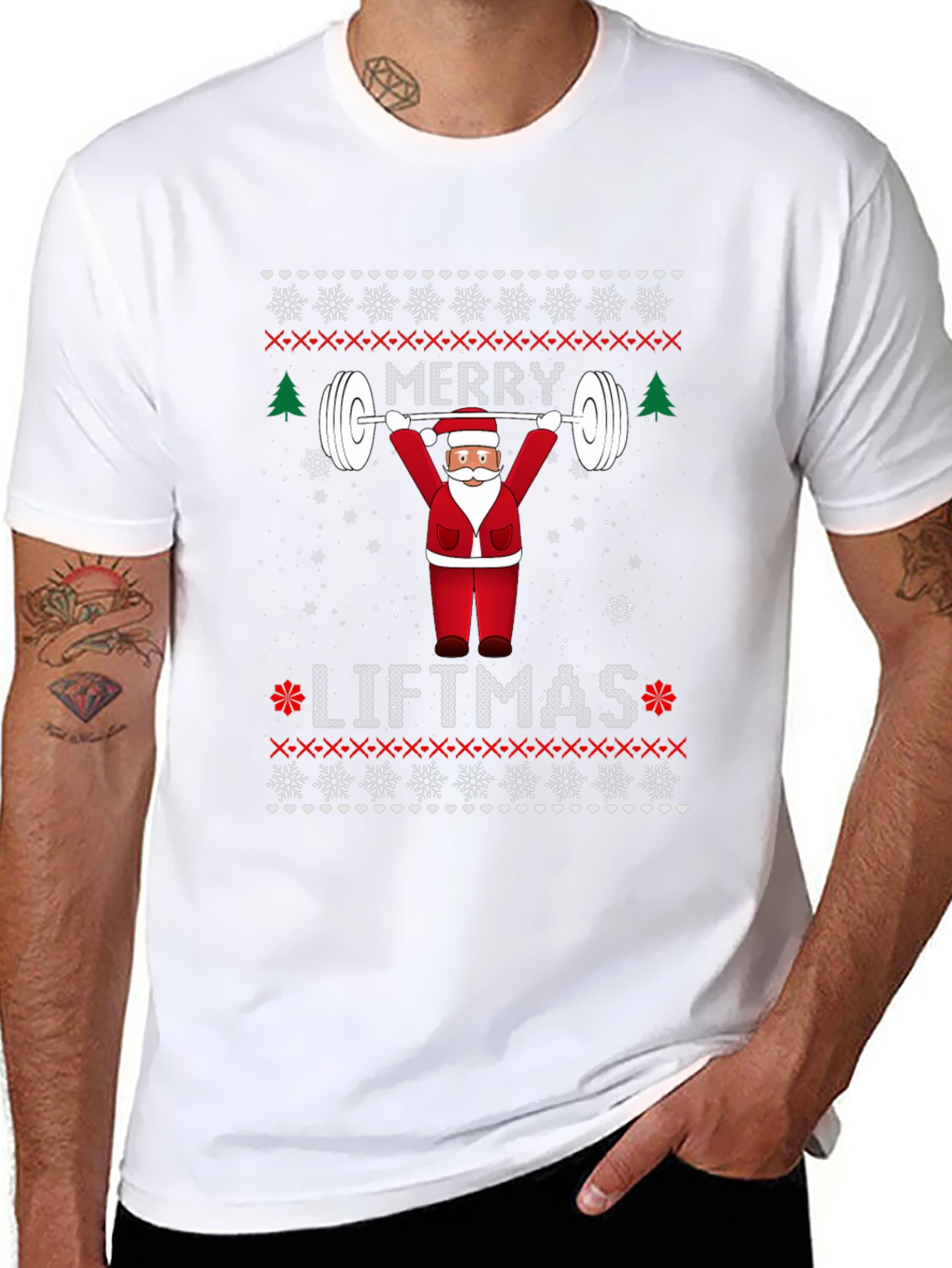 Merry Liftmas Weightlifting Santa T-Shirt