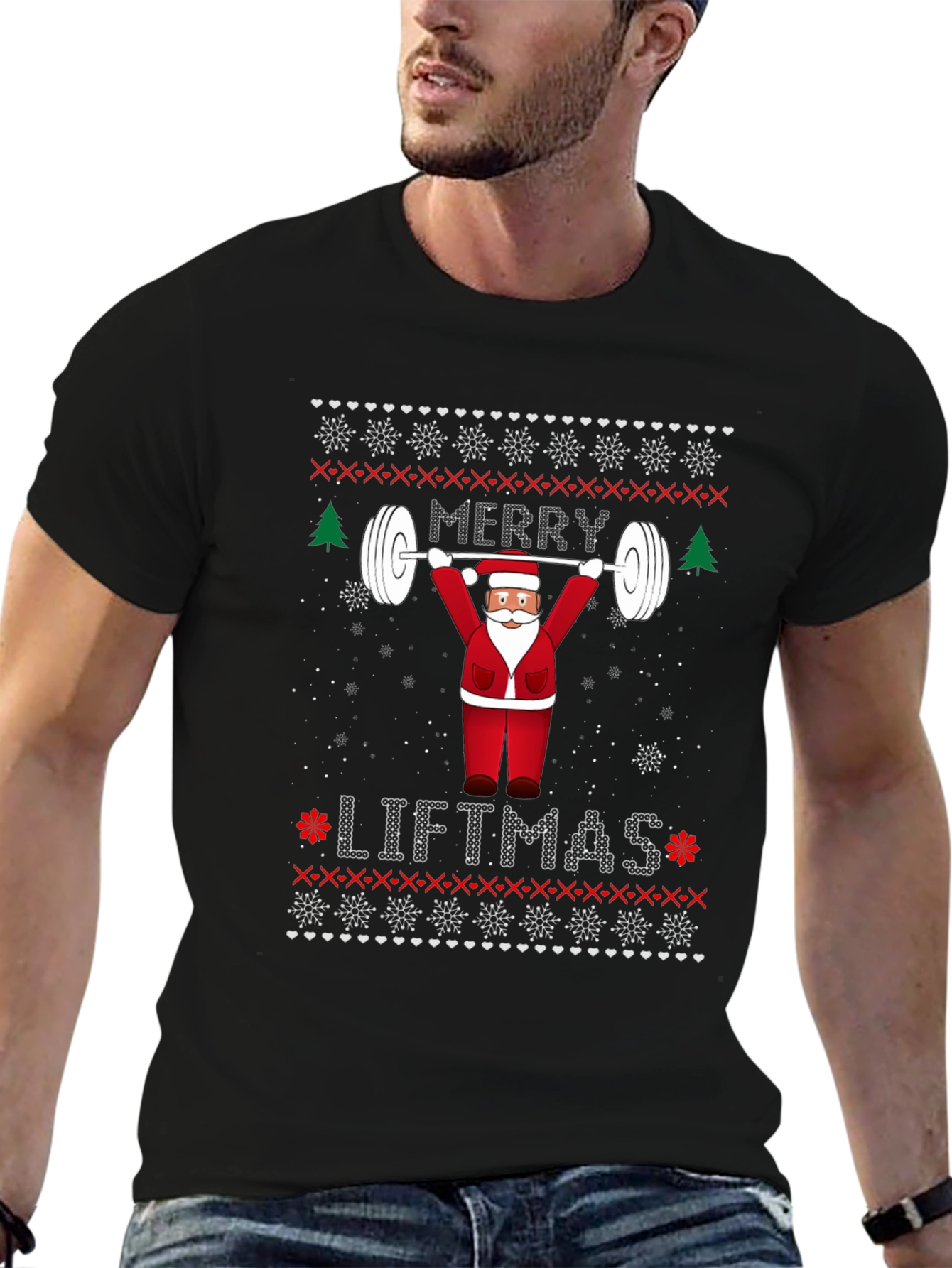 Merry Liftmas Weightlifting Santa T-Shirt