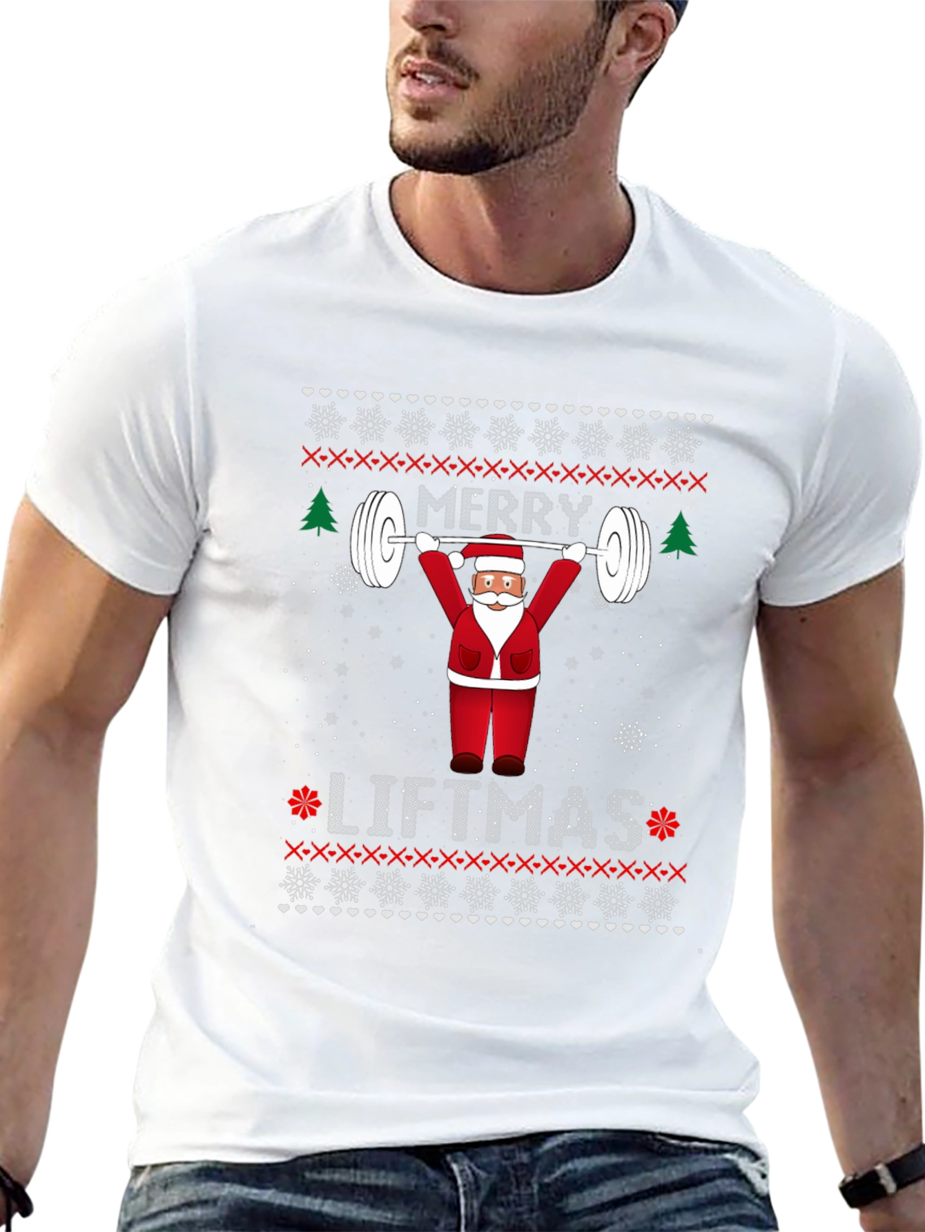 Merry Liftmas Weightlifting Santa T-Shirt