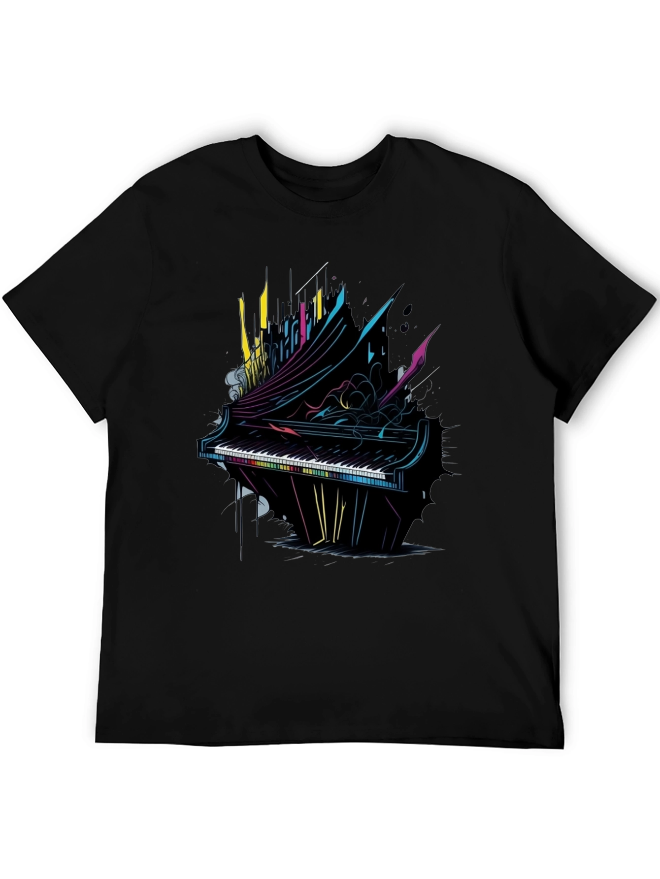 Abstract Piano Graphic T-Shirt - Musical Art Tee