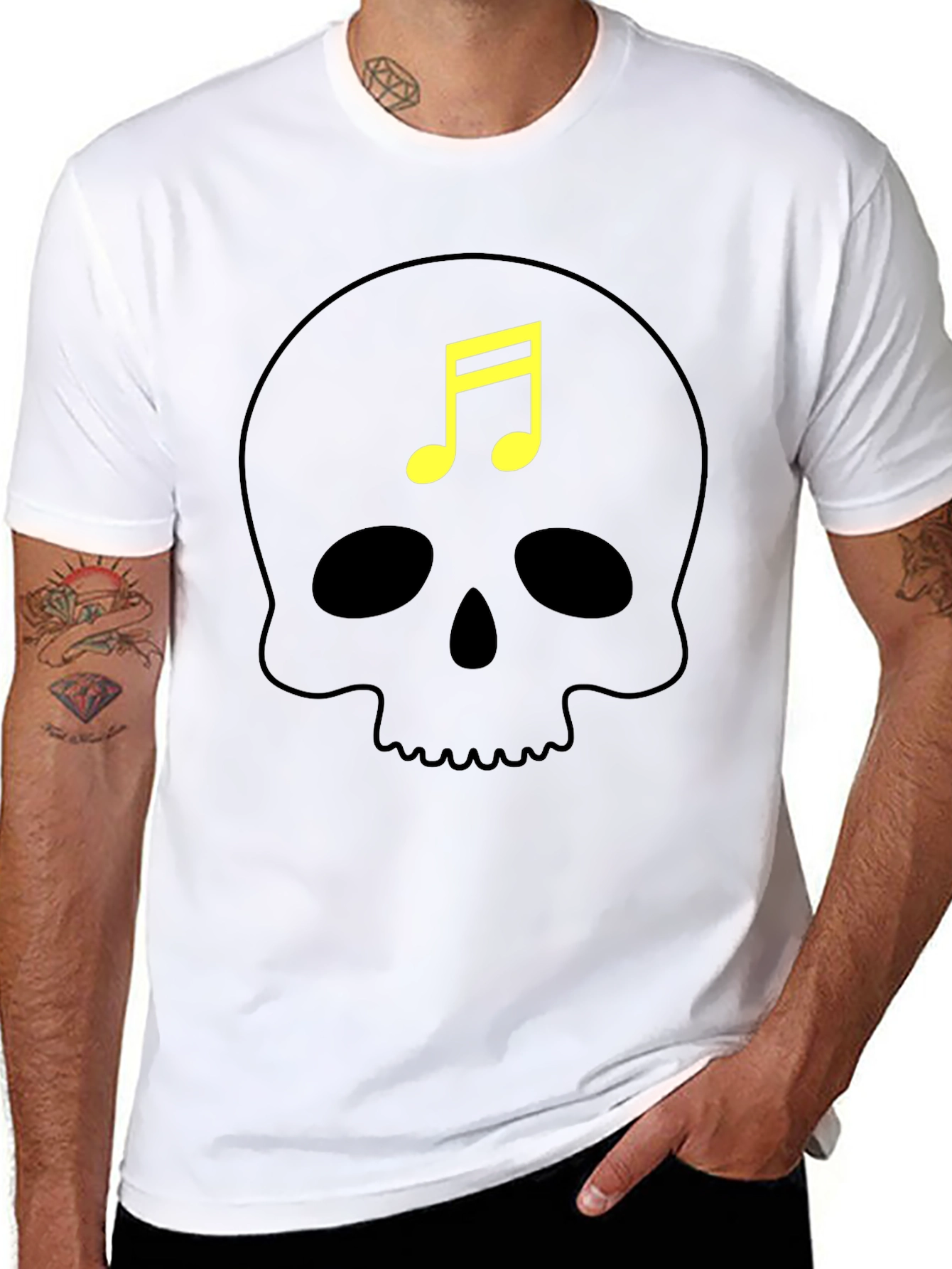 Skull Music Note Graphic T-Shirt