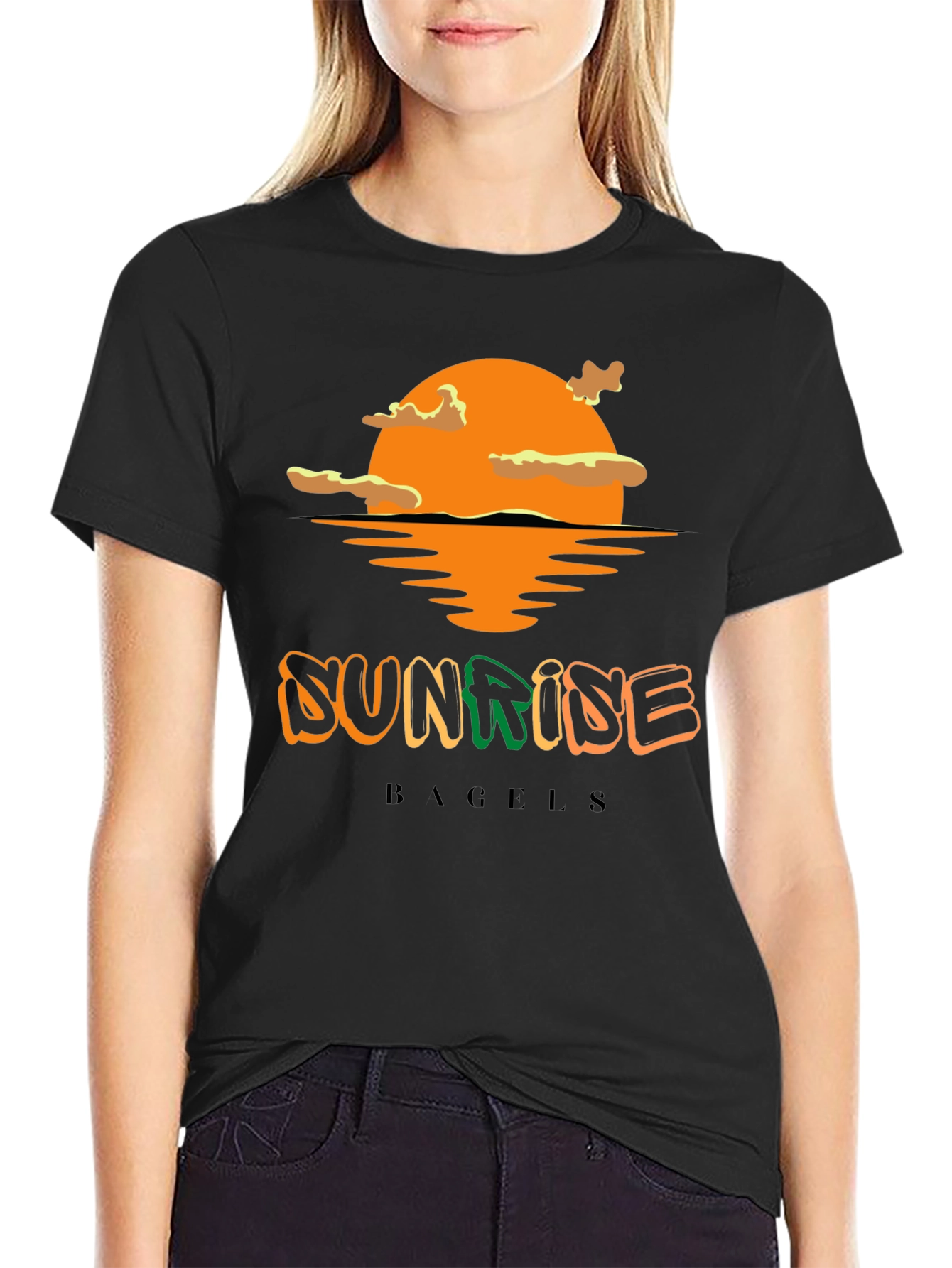 Sunrise Bagels T-Shirt - Black Cotton Blend