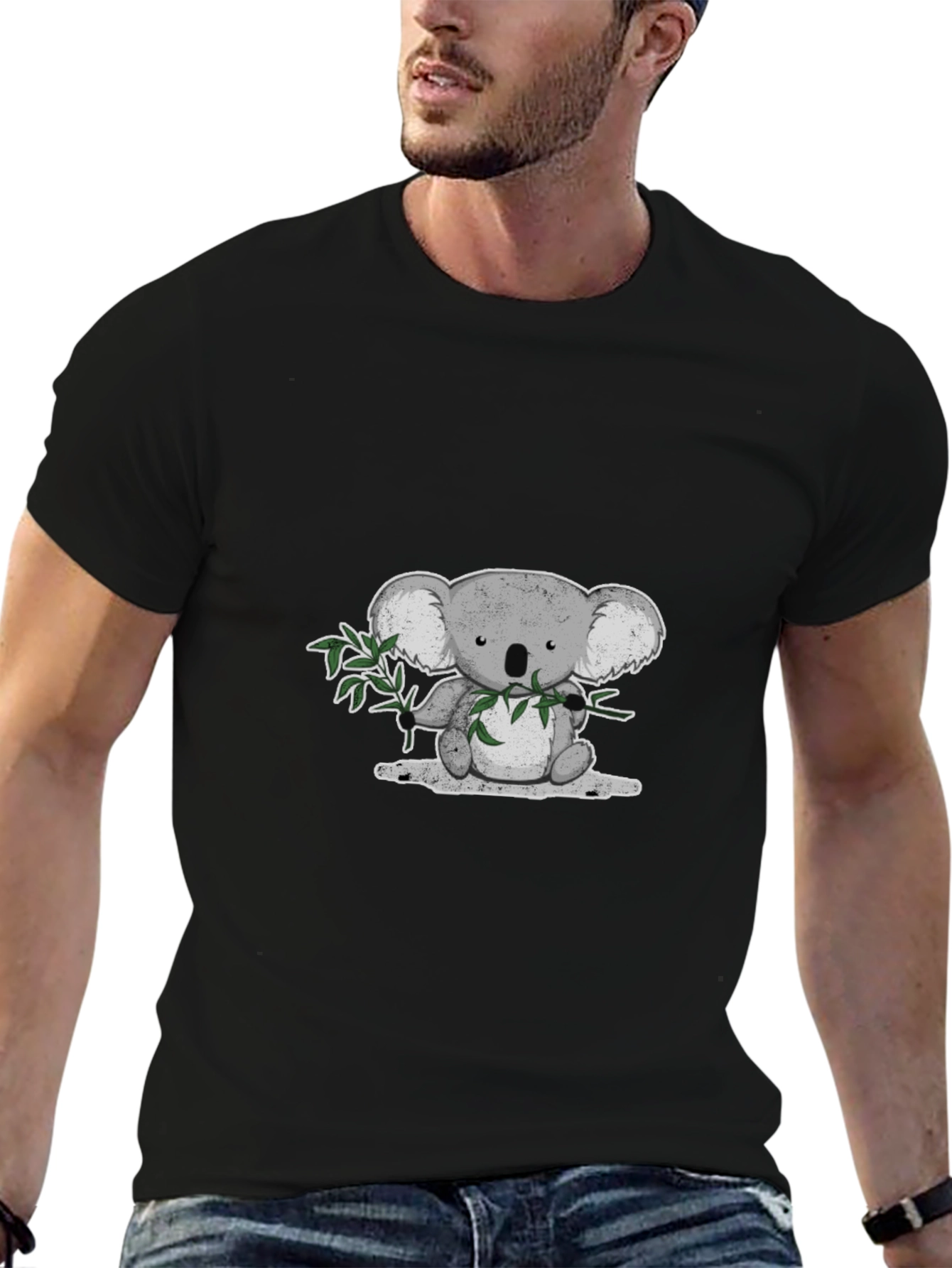 Koala Bear Graphic T-Shirt - Black Cotton Tee