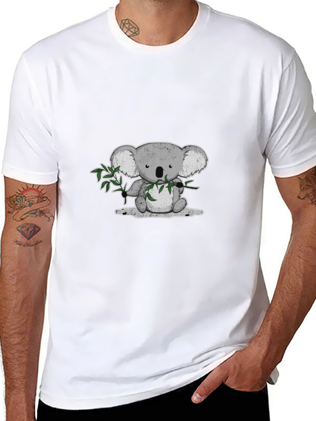 Koala Bear Graphic T-Shirt - Black Cotton Tee