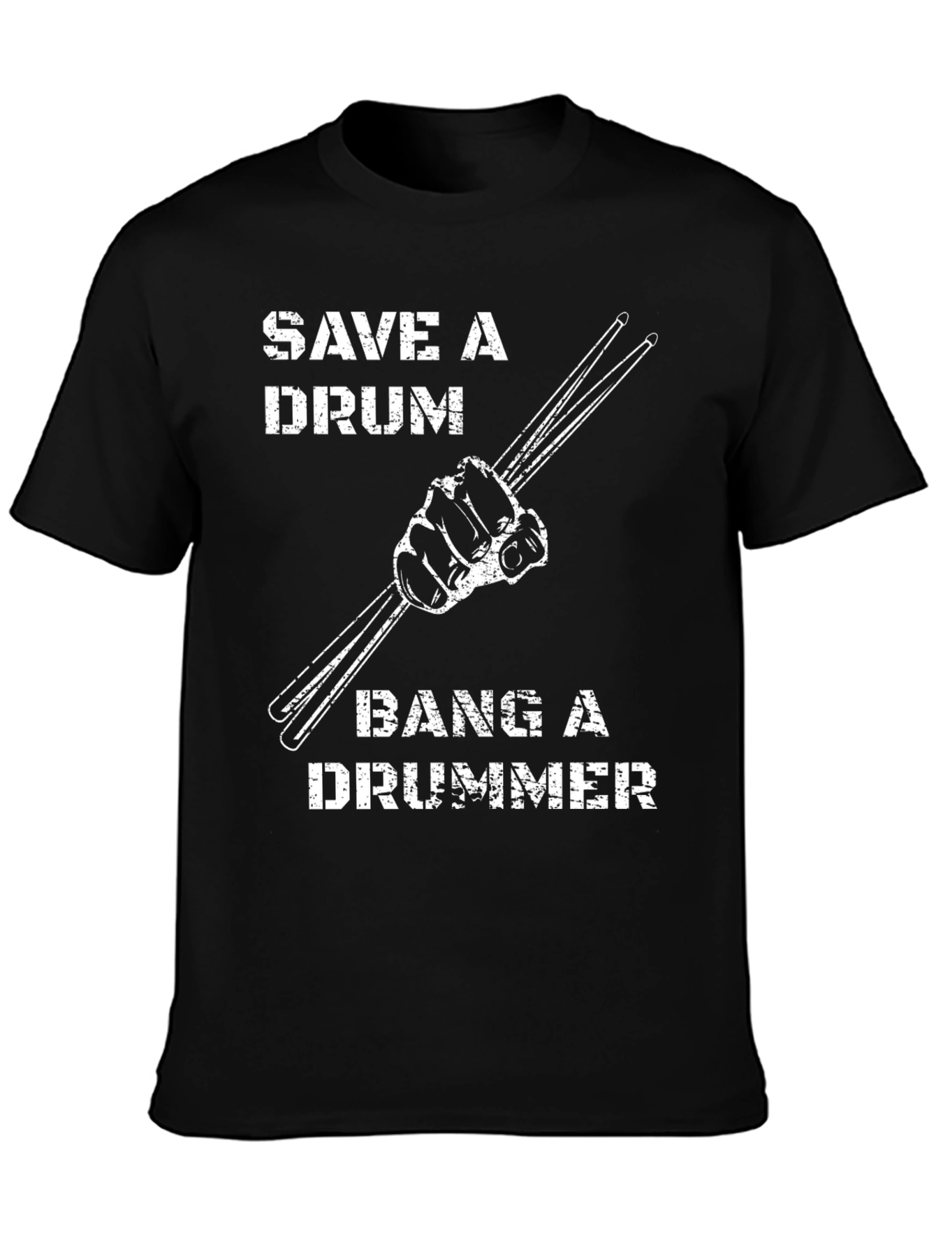Save a Drum Bang a Drummer Black Graphic T-Shirt