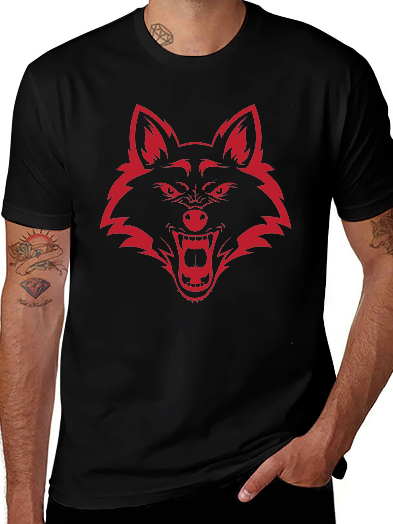 Mens Graphic Tee - Red Wolf Design