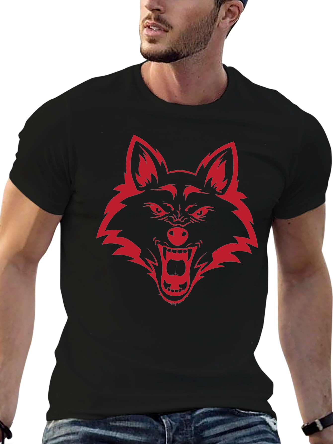 Mens Graphic Tee - Red Wolf Design
