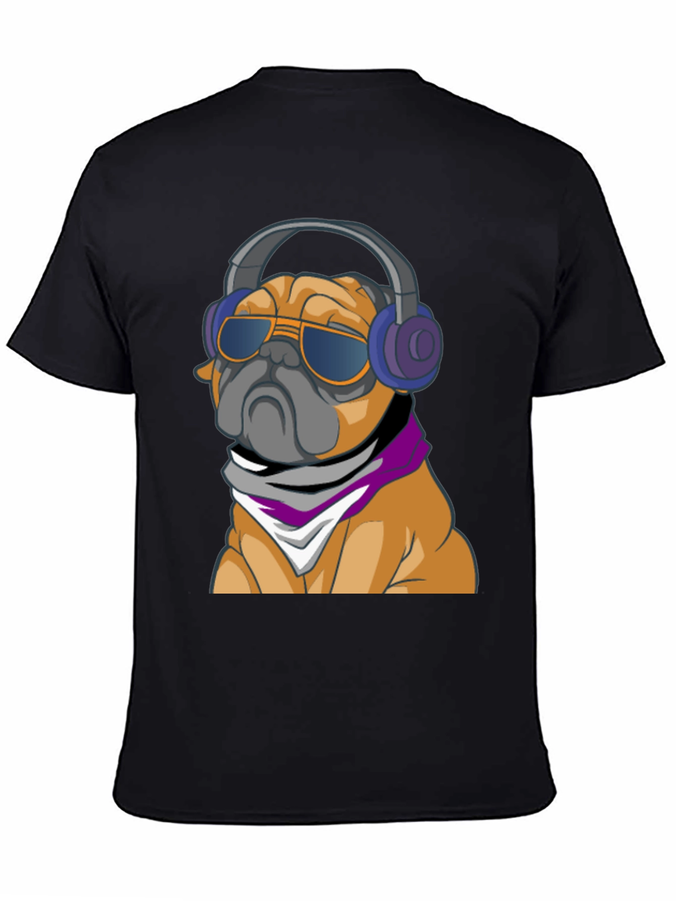 Cool Pug T-Shirt - Stylish Dog with Headphones