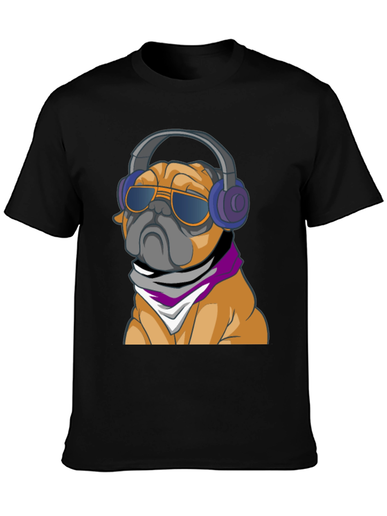 Cool Pug T-Shirt - Stylish Dog with Headphones