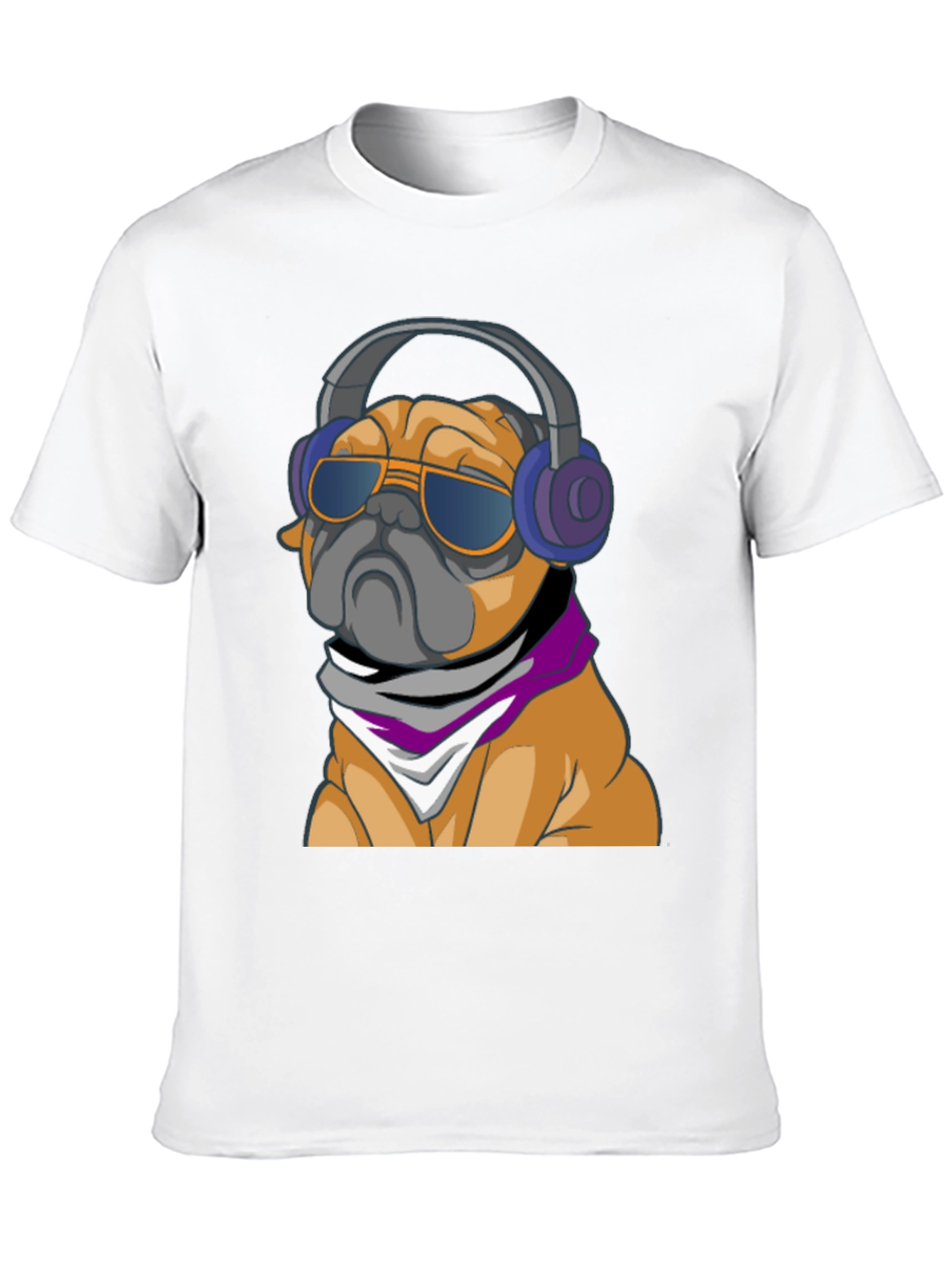 Cool Pug T-Shirt - Stylish Dog with Headphones