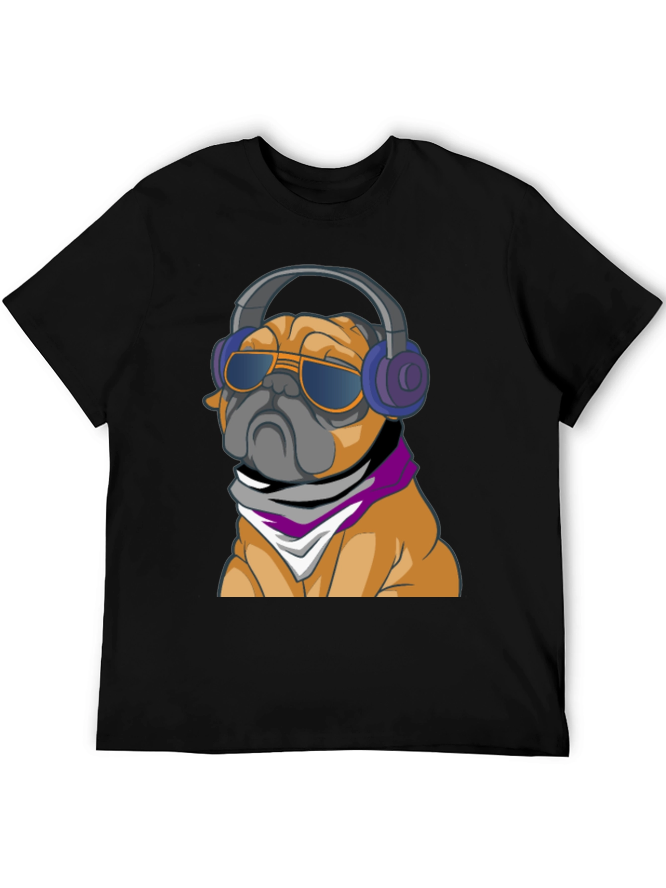 Cool Pug T-Shirt - Stylish Dog with Headphones