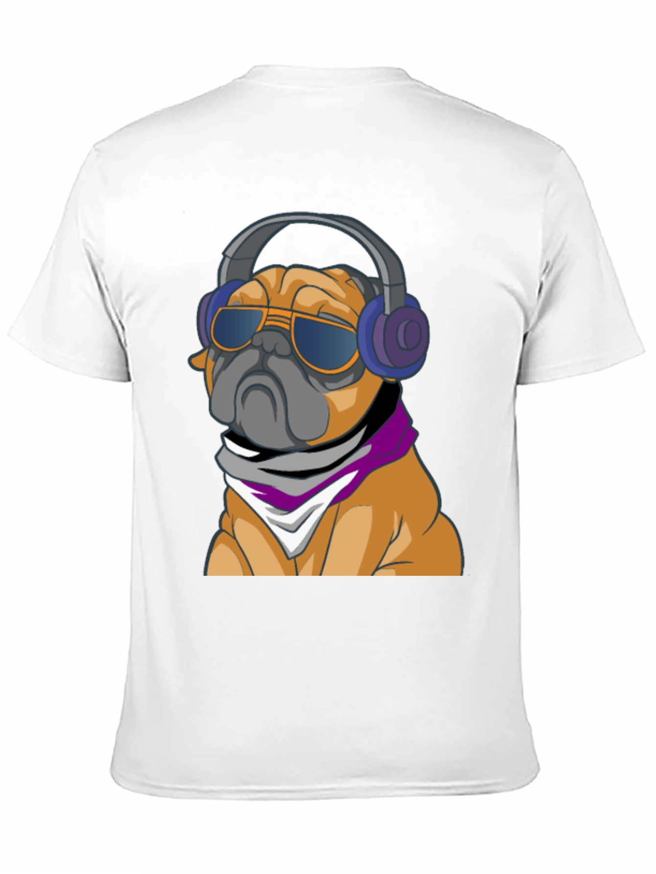 Cool Pug T-Shirt - Stylish Dog with Headphones
