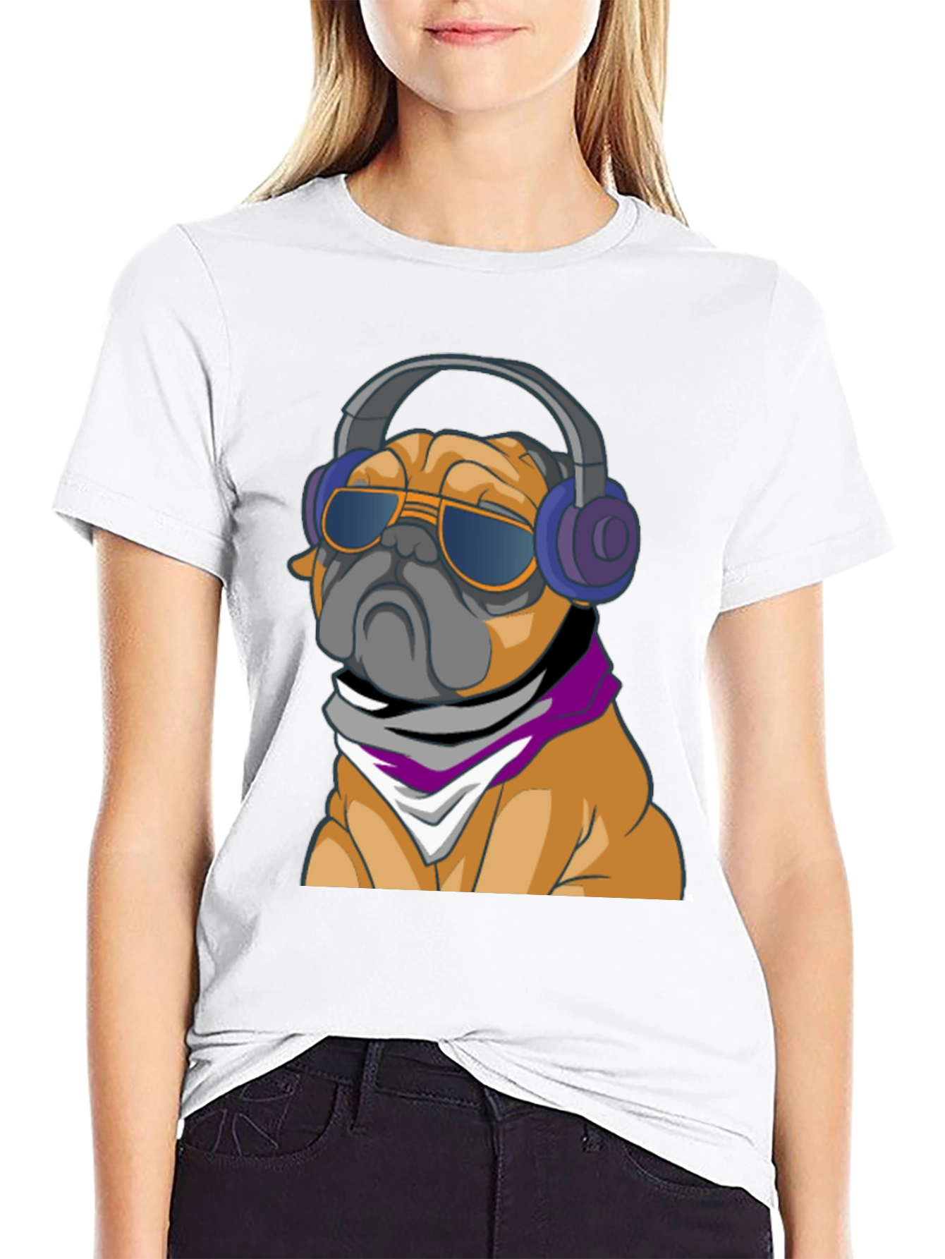 Cool Pug T-Shirt - Stylish Dog with Headphones