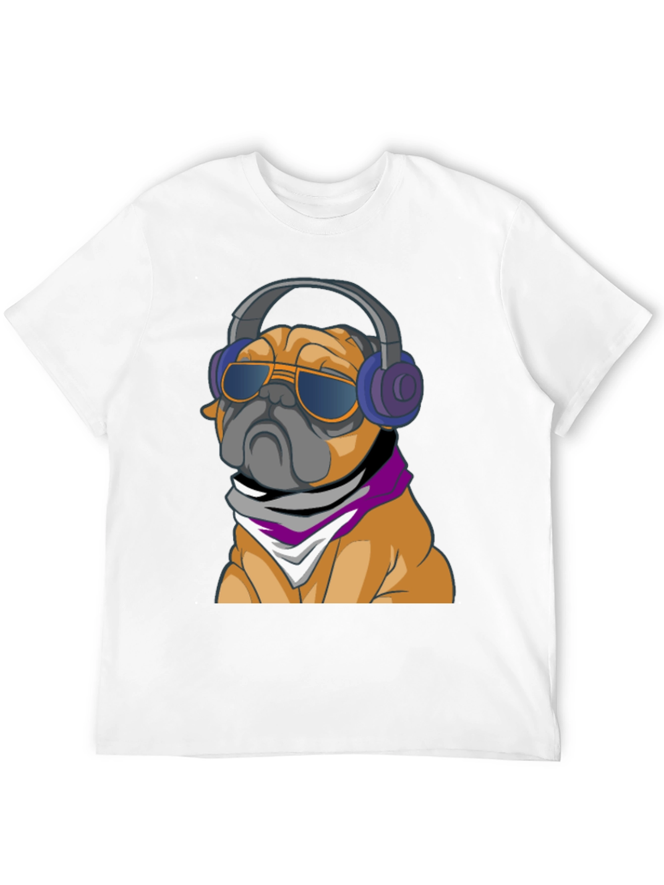 Cool Pug T-Shirt - Stylish Dog with Headphones