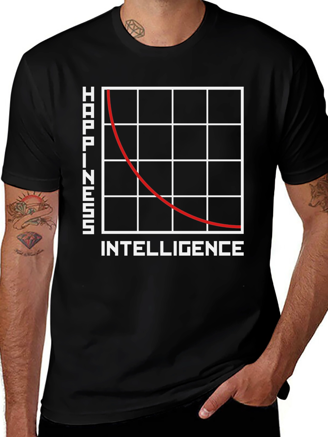 Happiness vs. Intelligence Graphic T-Shirt