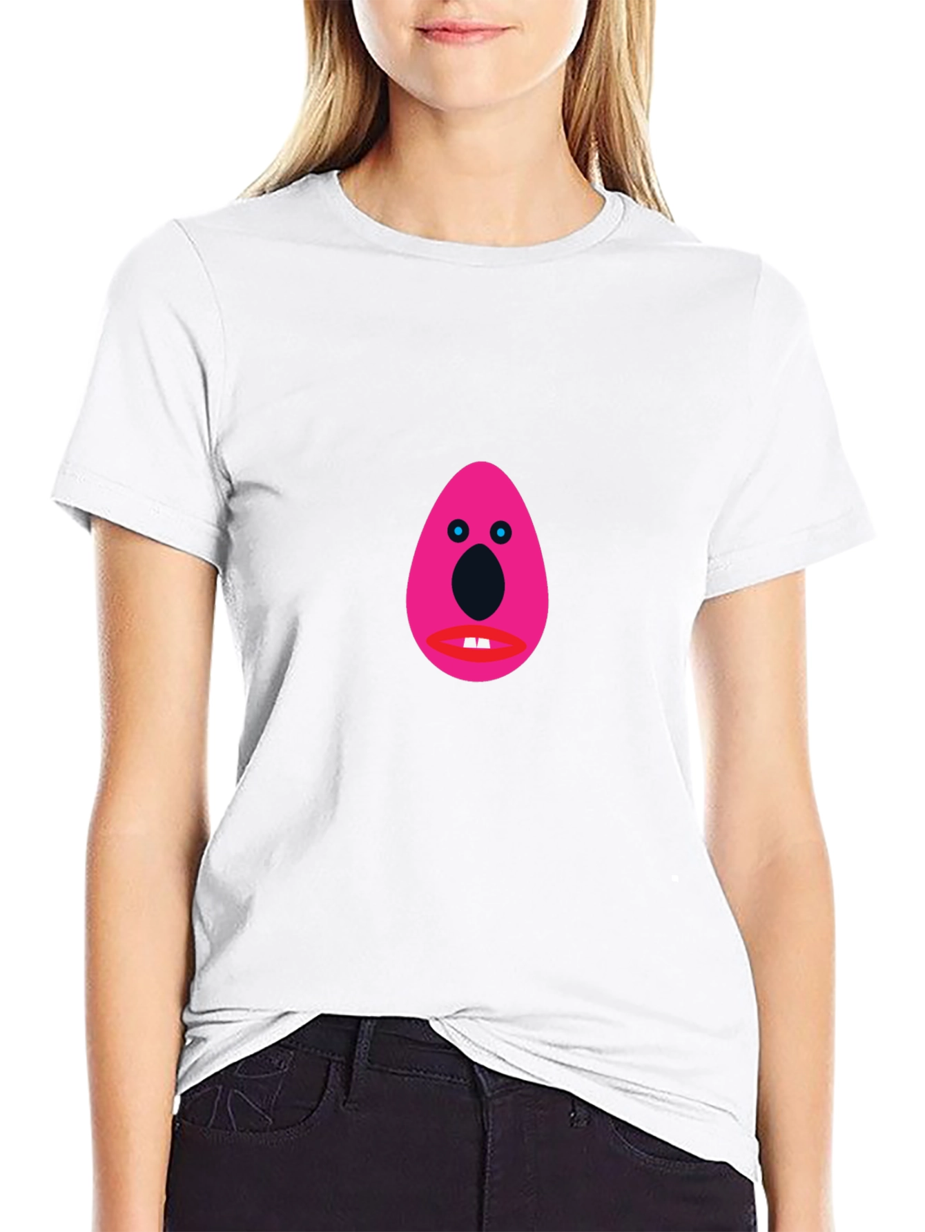 Funny Graphic Tee - Pink Egg Head Design