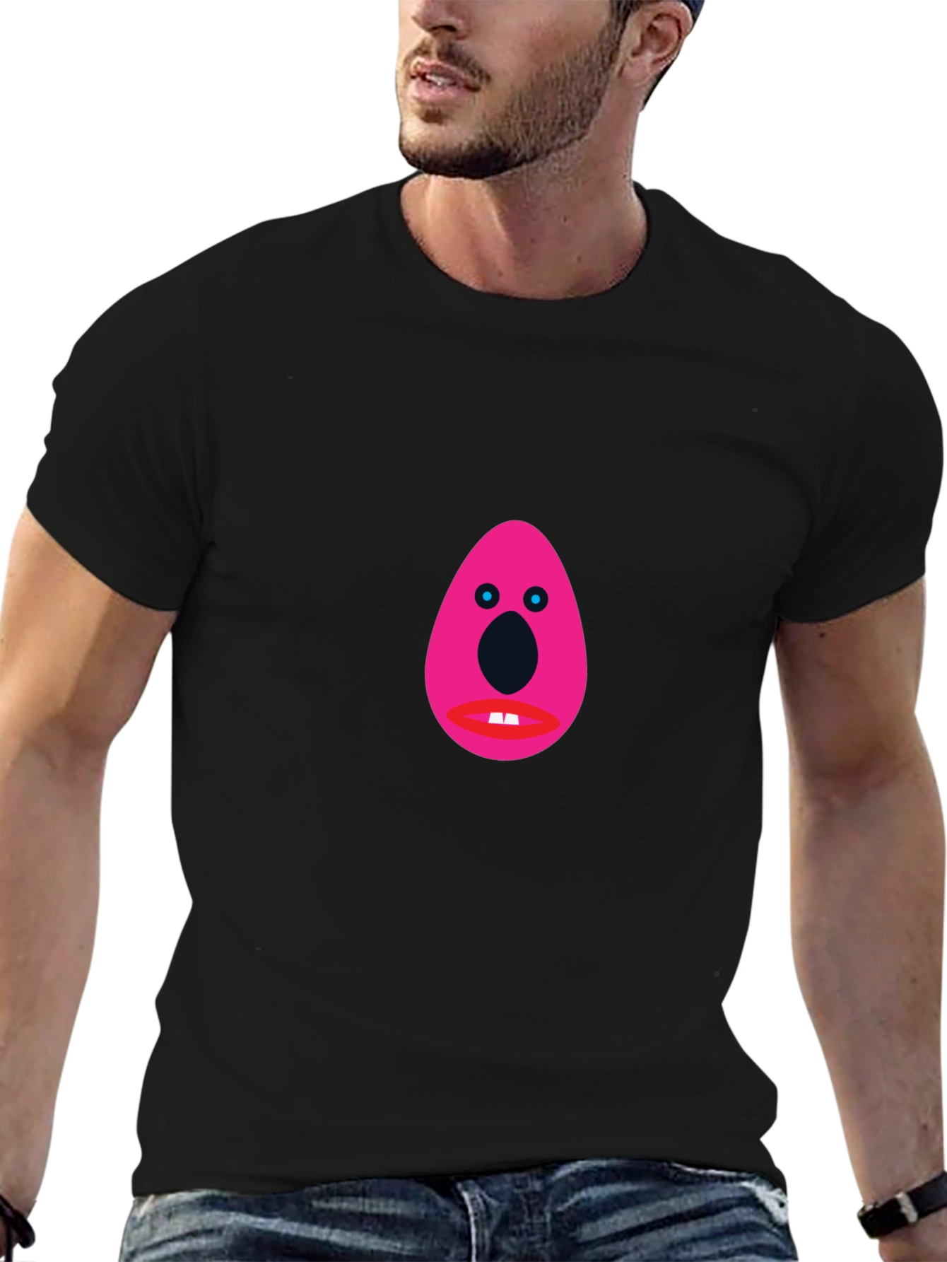 Funny Graphic Tee - Pink Egg Head Design