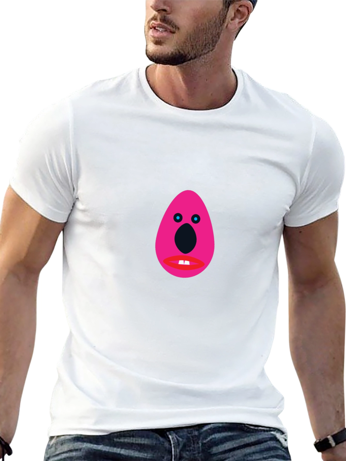 Funny Graphic Tee - Pink Egg Head Design