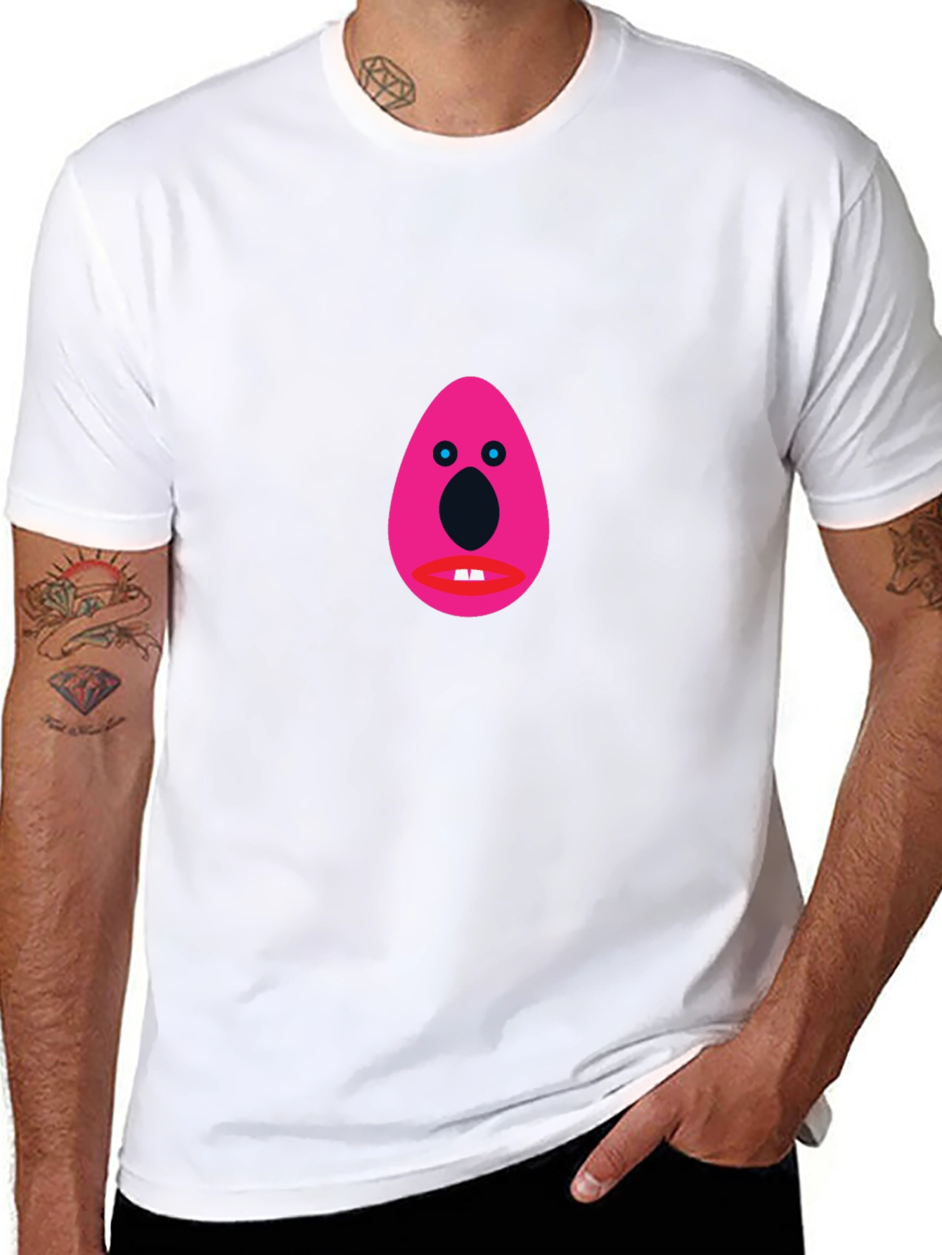 Funny Graphic Tee - Pink Egg Head Design