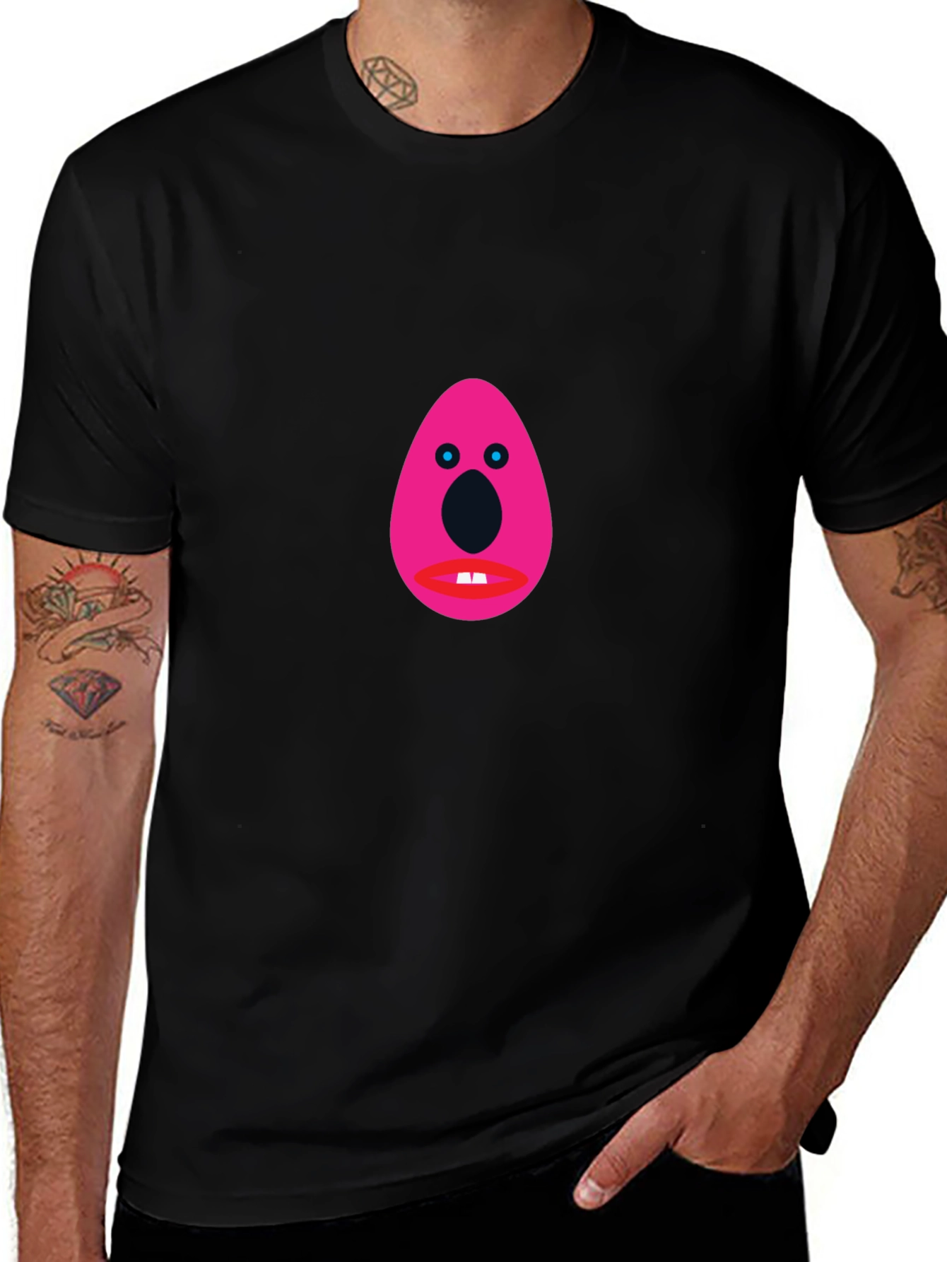 Funny Graphic Tee - Pink Egg Head Design
