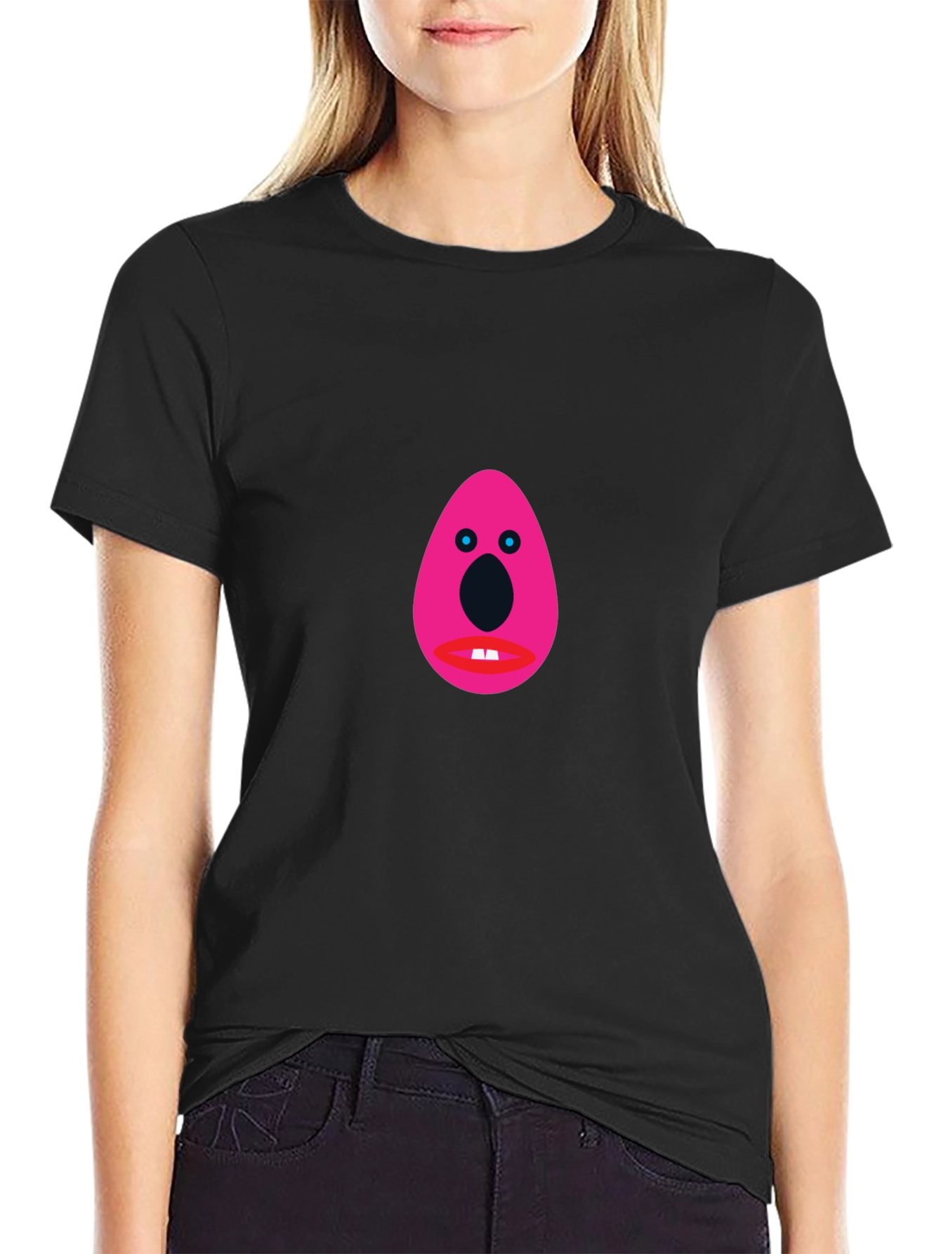 Funny Graphic Tee - Pink Egg Head Design