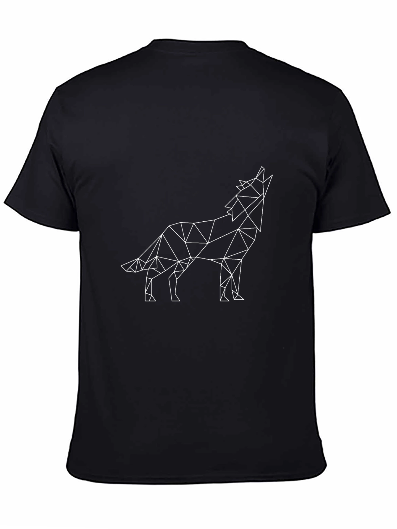 Geometric Wolf Graphic Tee - Modern Black T-Shirt