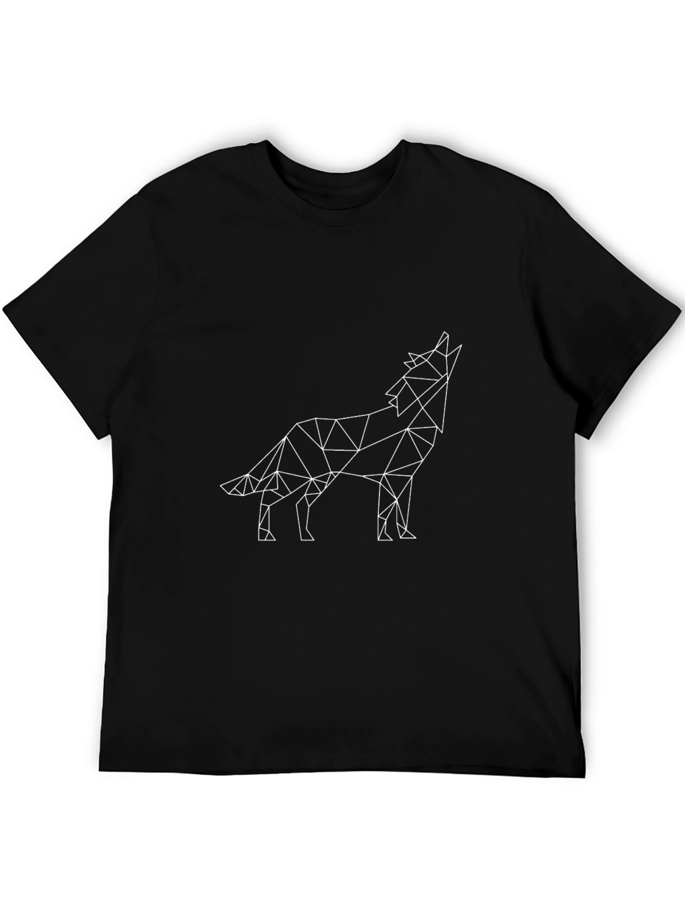 Geometric Wolf Graphic Tee - Modern Black T-Shirt