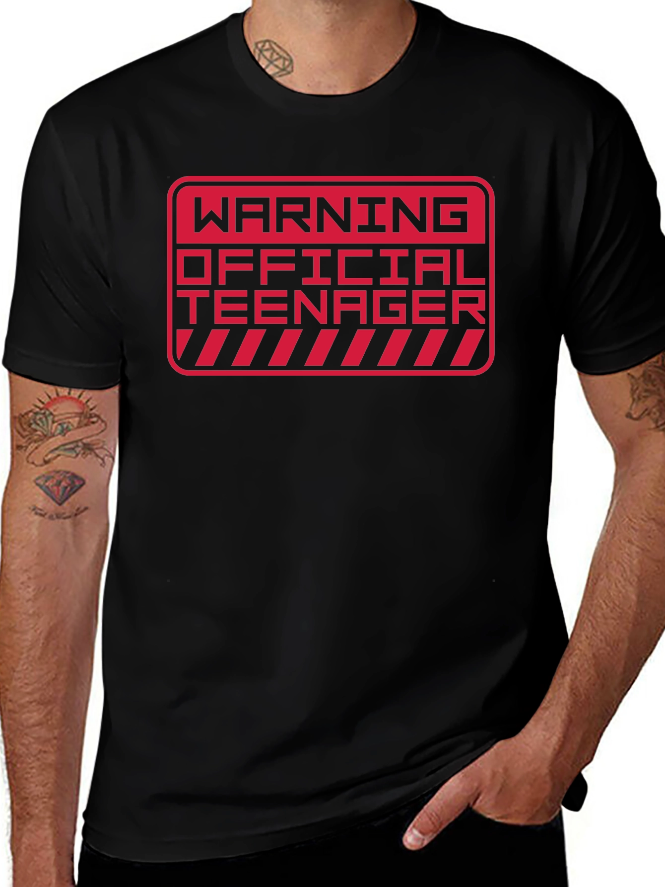 Warning Official Teenager T-Shirt - Black Novelty Tee