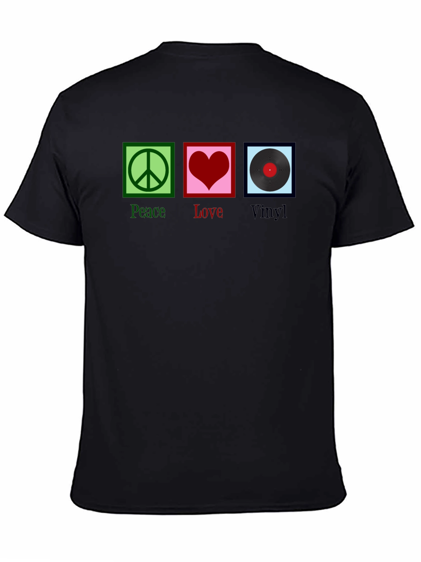 Peace Love Vinyl Graphic T-Shirt - Black