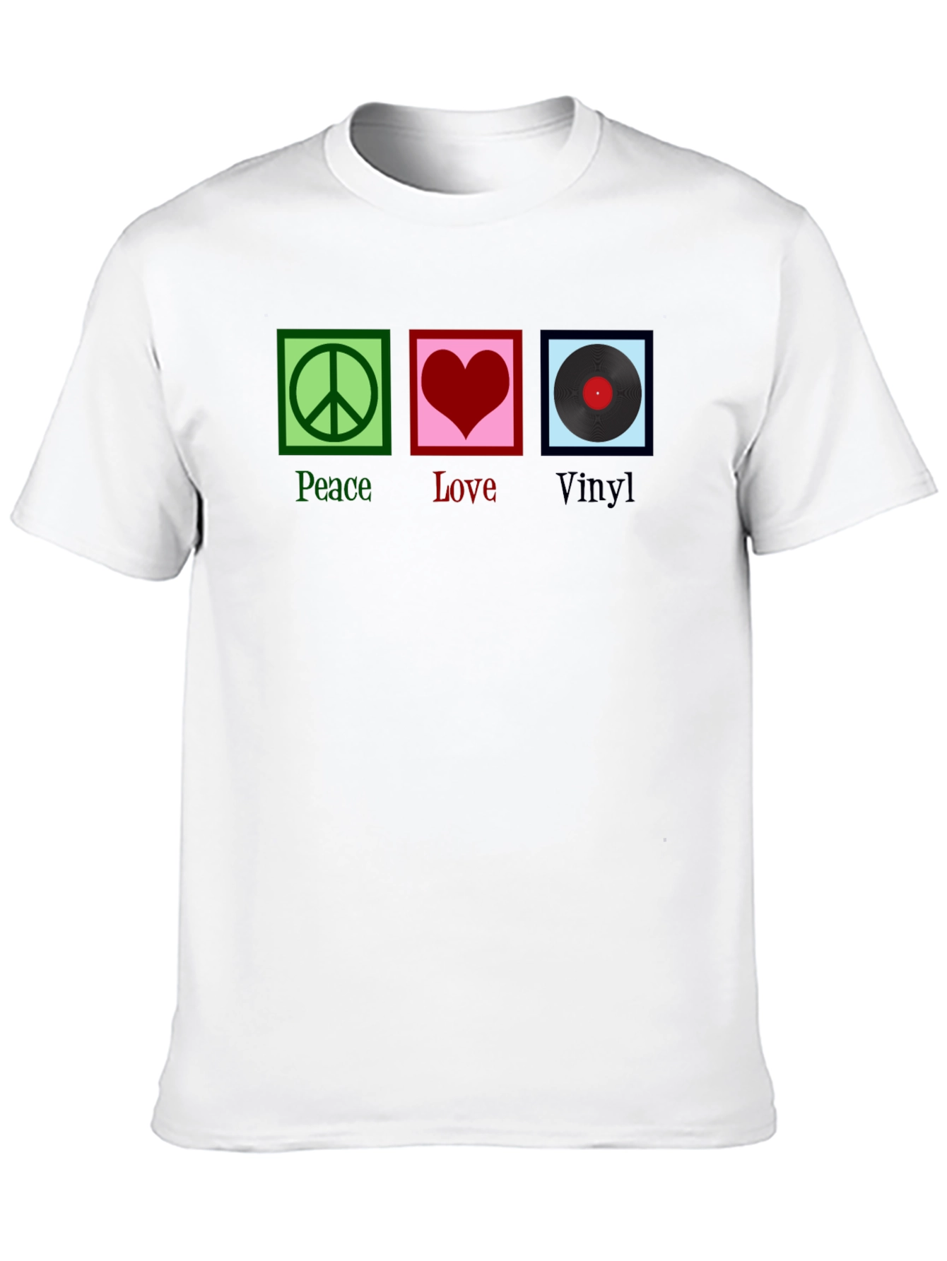 Peace Love Vinyl Graphic T-Shirt - Black