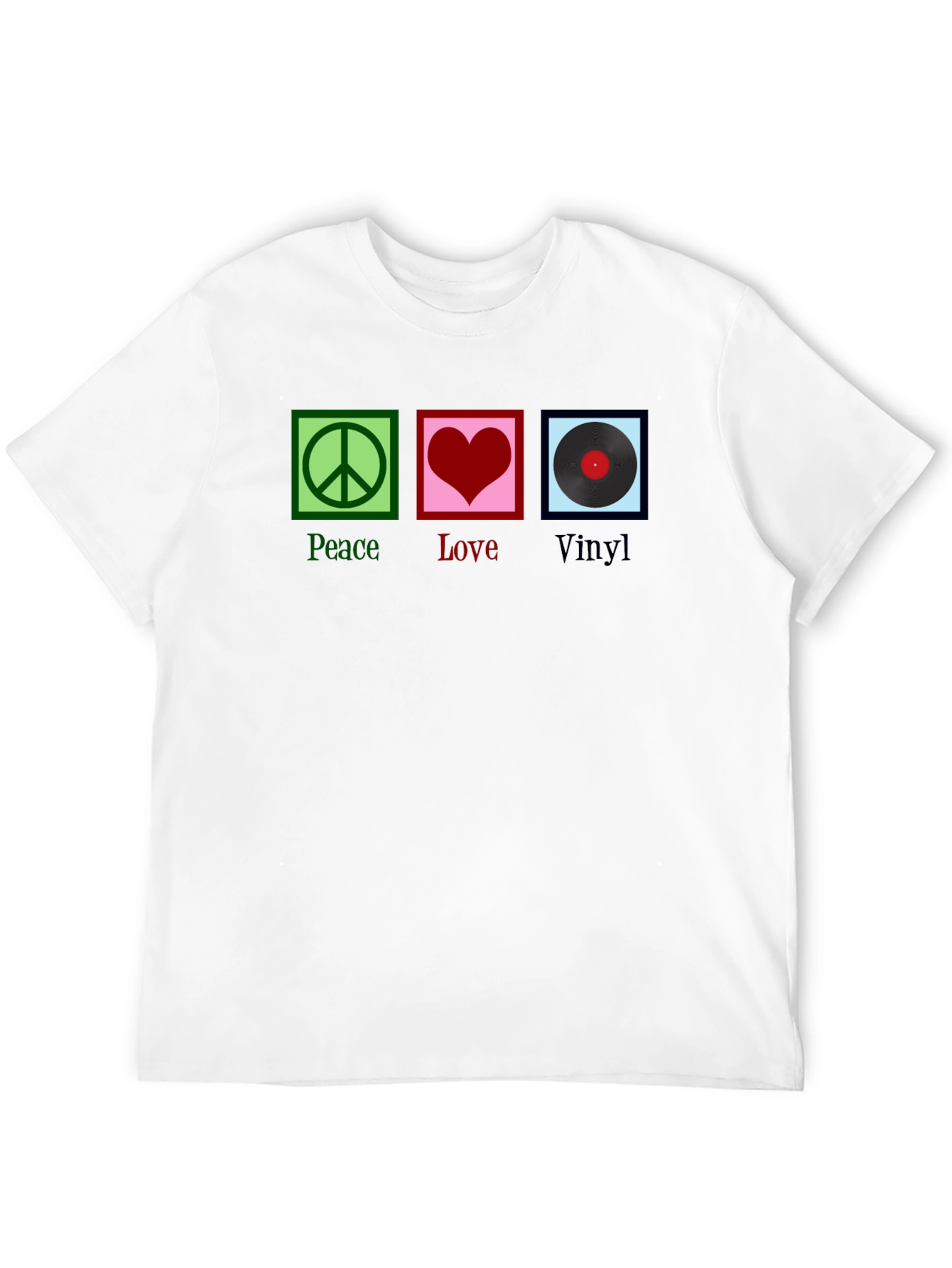 Peace Love Vinyl Graphic T-Shirt - Black