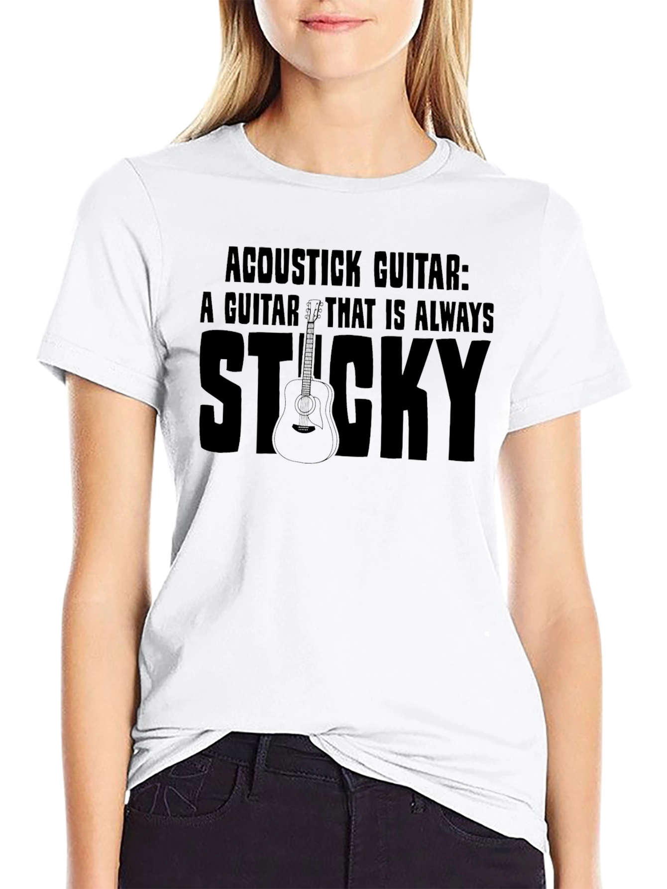 Acoustic Guitar Sticky T-Shirt - Music Lover Tee