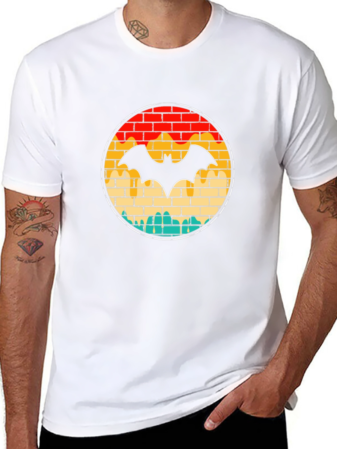 Retro Brick Bat Graphic Tee - Black