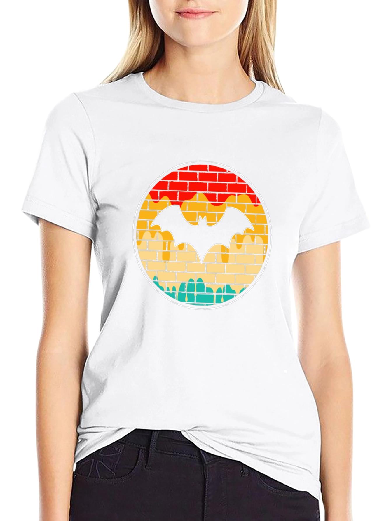 Retro Brick Bat Graphic Tee - Black