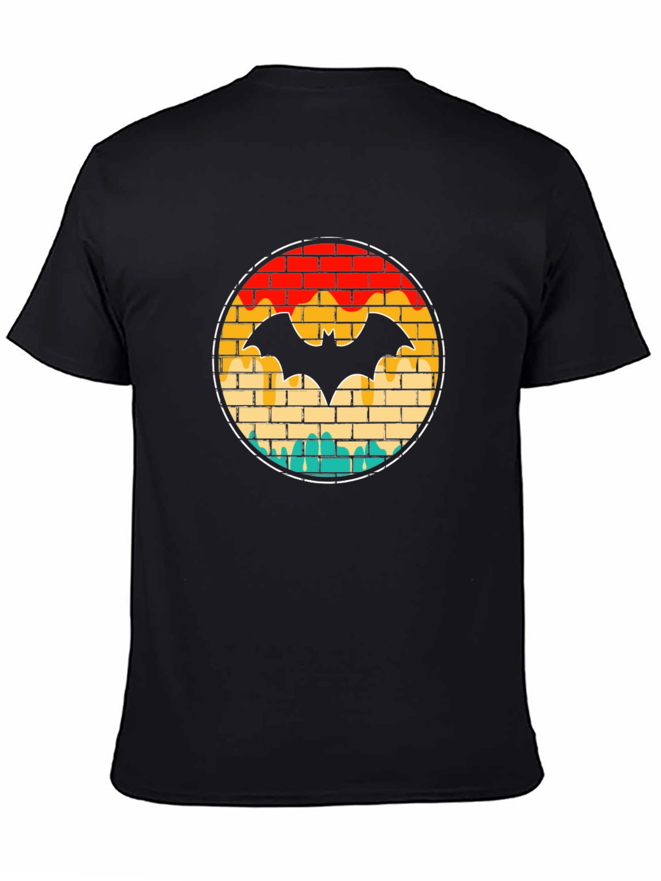 Retro Brick Bat Graphic Tee - Black