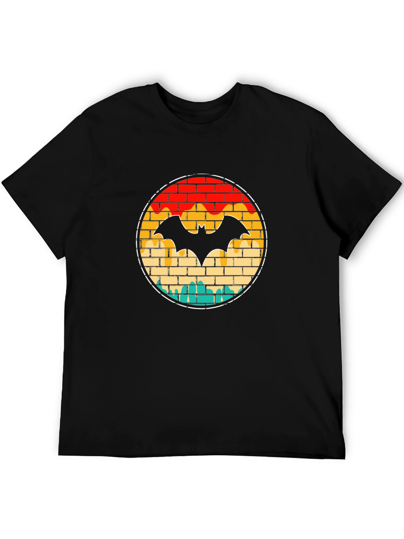 Retro Brick Bat Graphic Tee - Black