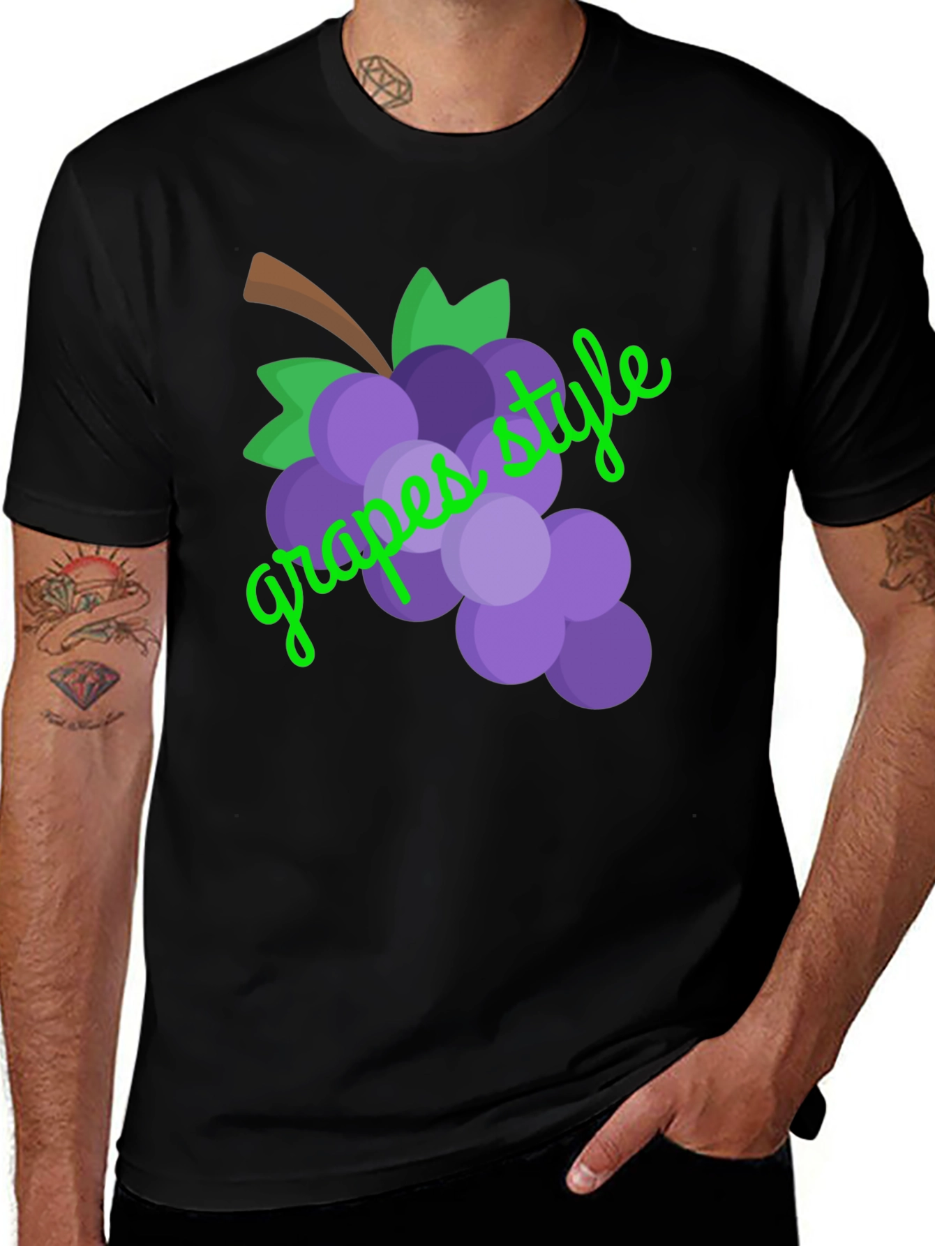 Grapes Style Graphic Tee - Unisex Black T-Shirt