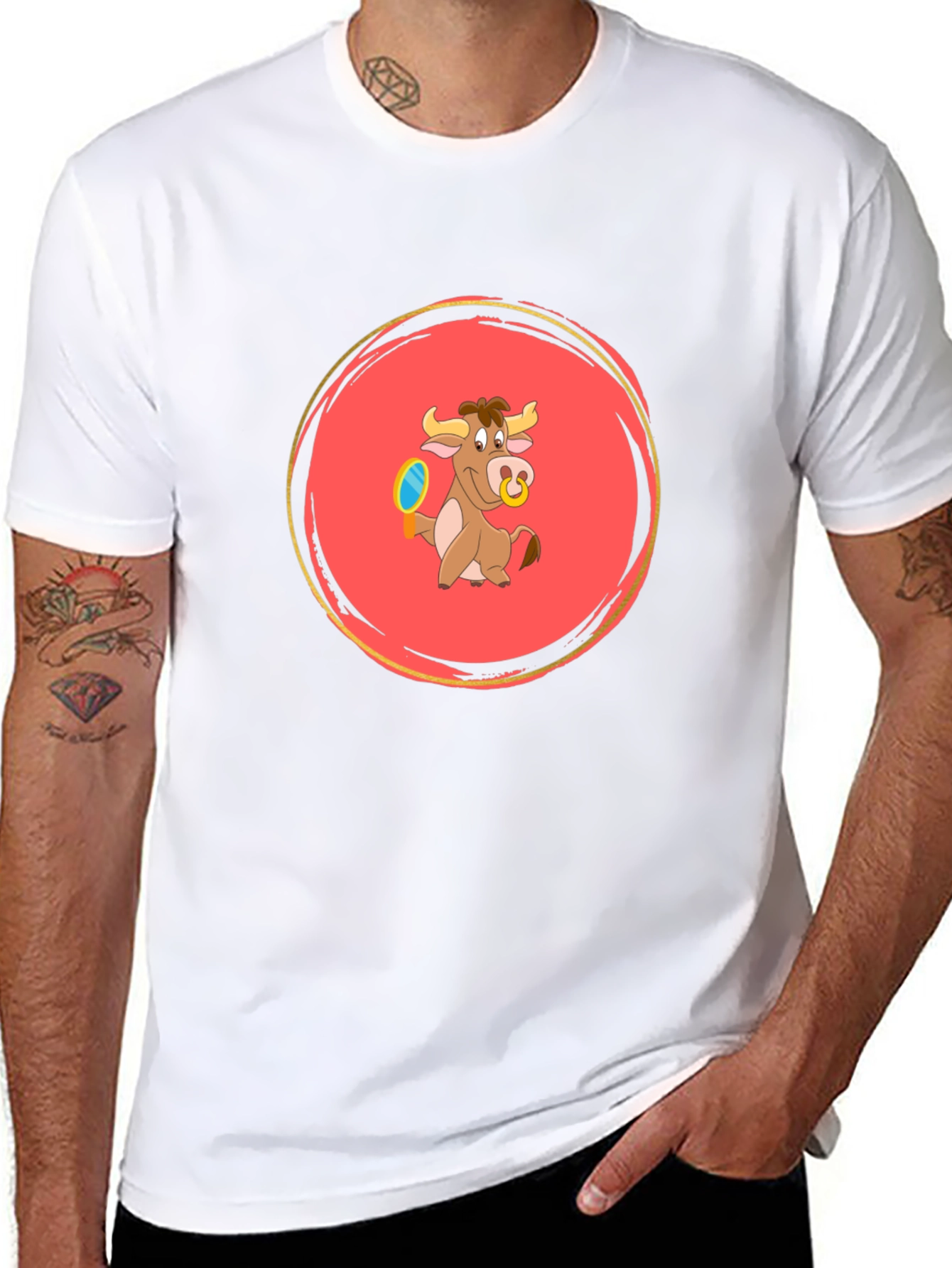 Cartoon Bull Graphic Tee - Fun and Playful