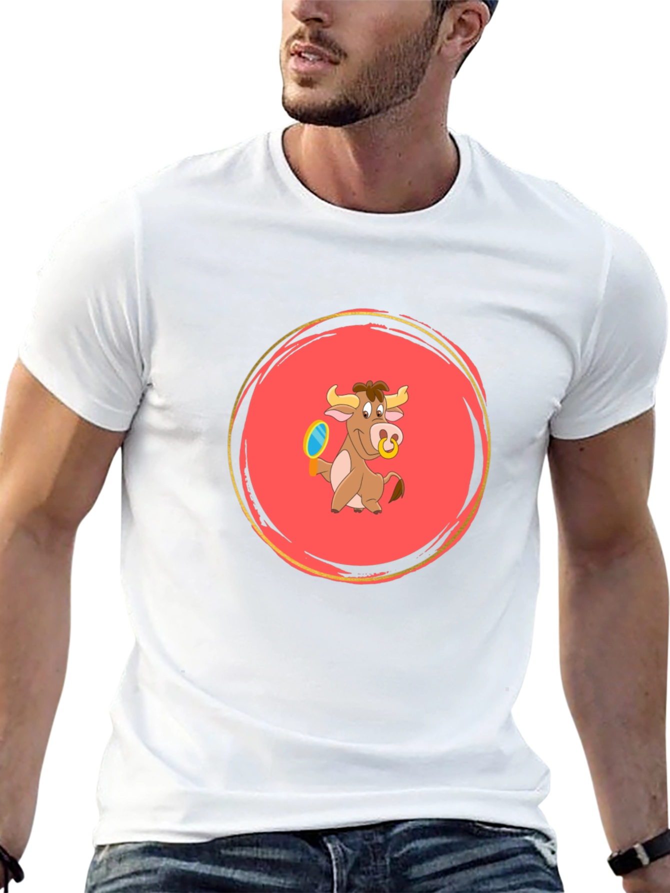Cartoon Bull Graphic Tee - Fun and Playful