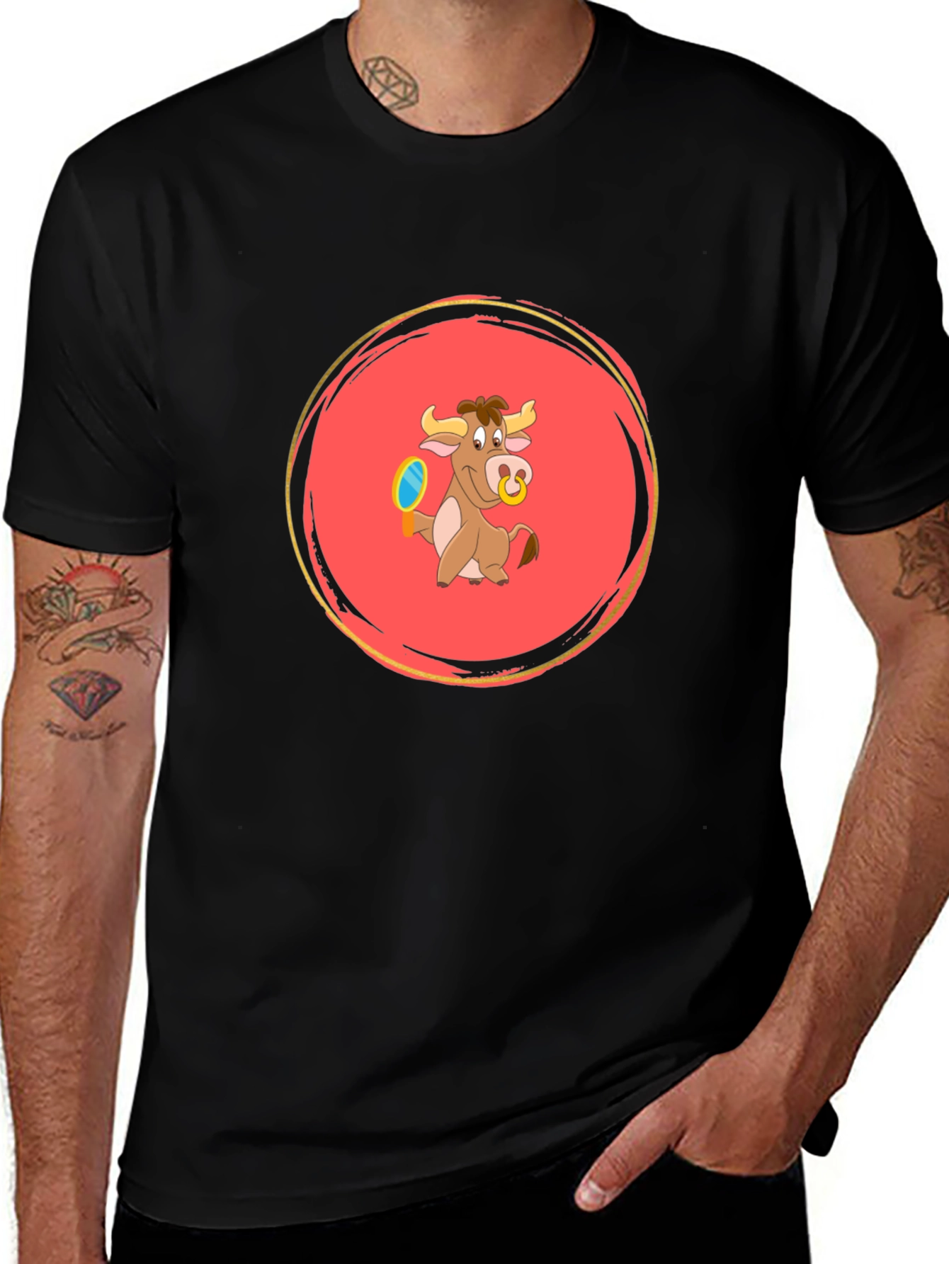 Cartoon Bull Graphic Tee - Fun and Playful