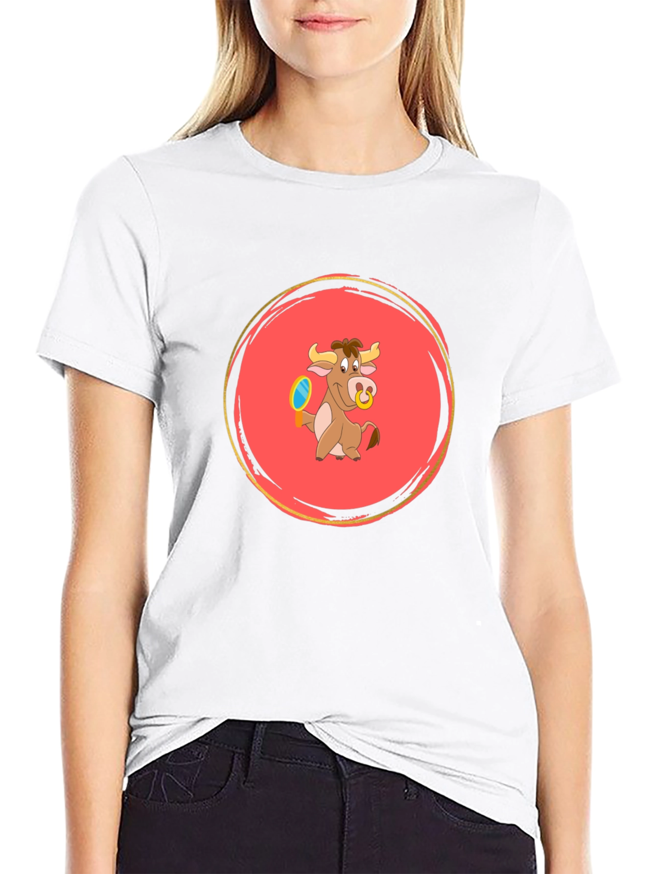 Cartoon Bull Graphic Tee - Fun and Playful