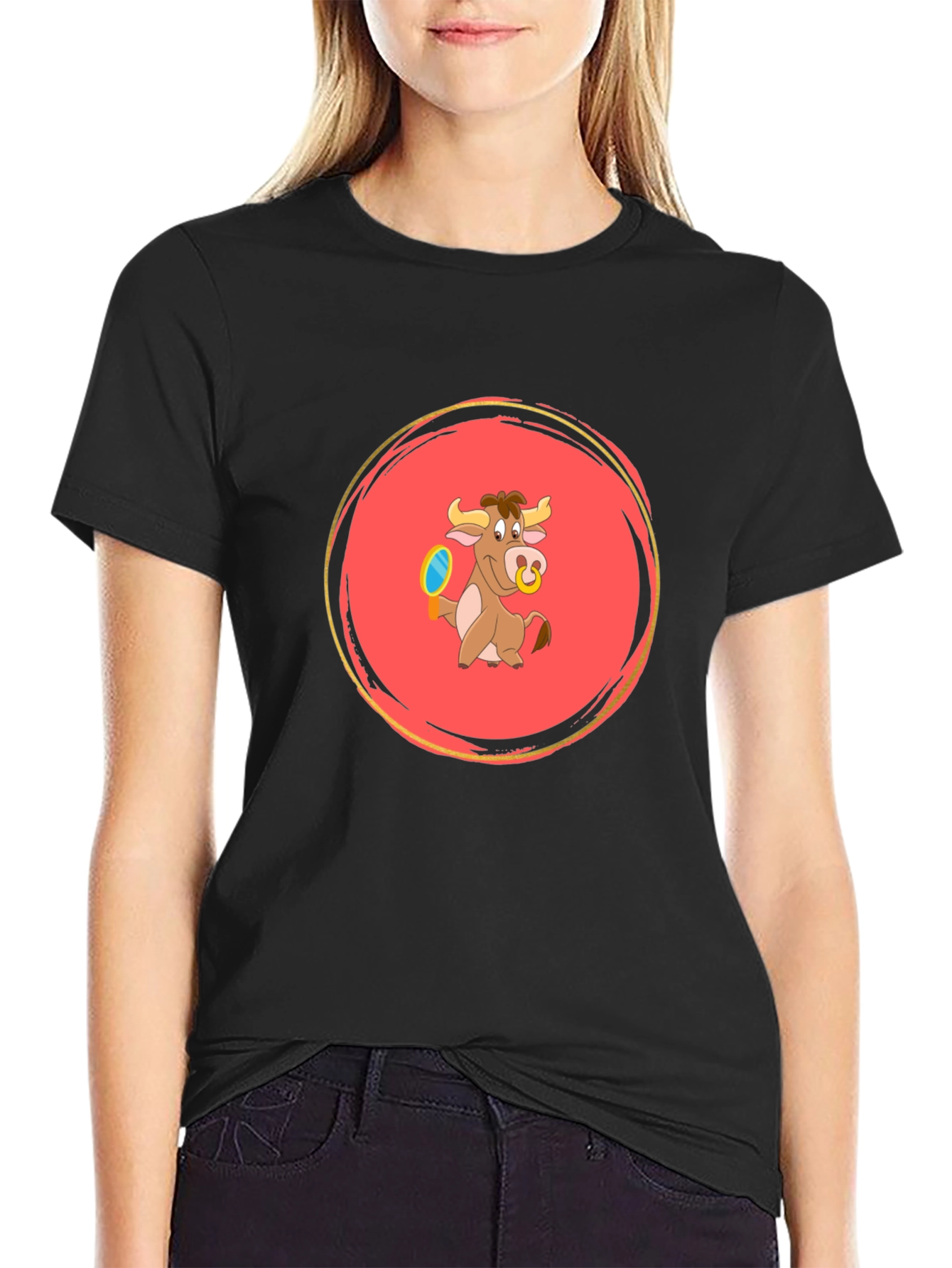 Cartoon Bull Graphic Tee - Fun and Playful