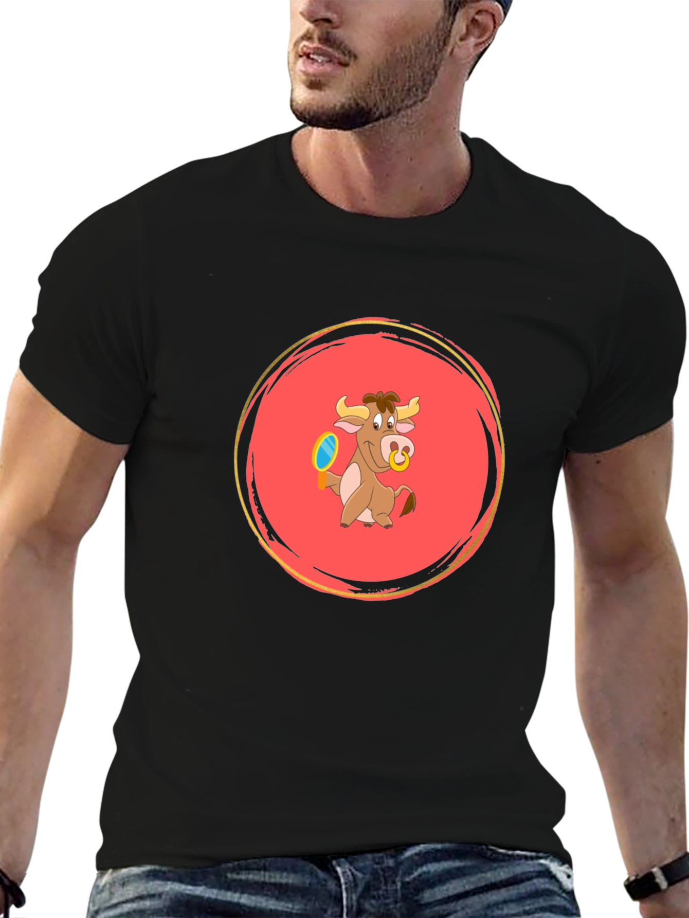 Cartoon Bull Graphic Tee - Fun and Playful