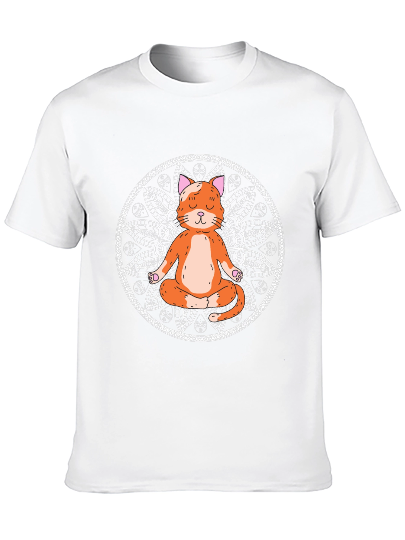 Yoga Cat Mandala Black T-Shirt - Meditating Feline